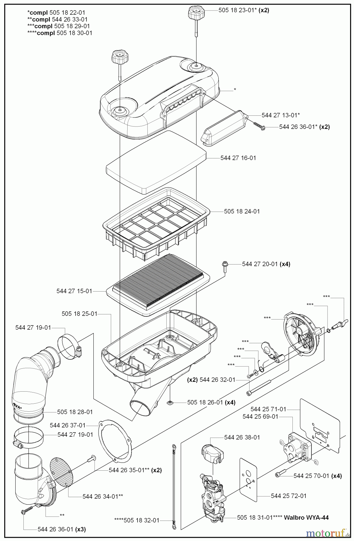Husqvarna Bläser / Sauger / Häcksler / Mulchgeräte 180 BF - Husqvarna Backpack Blower (2008-02 to 2008-09) Air Filter / Intake / Carburetor