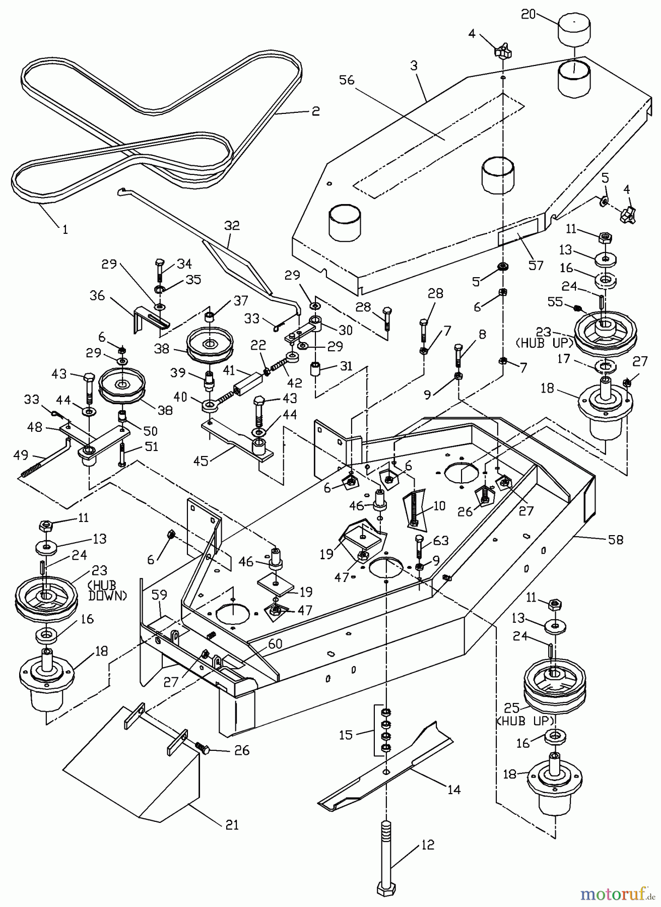 Husqvarna Rasenmäher für Großflächen WH 3615A (968999111) - Husqvarna Wide-Area Walk-Behind Mower (2000-06 to 2001-01) 48