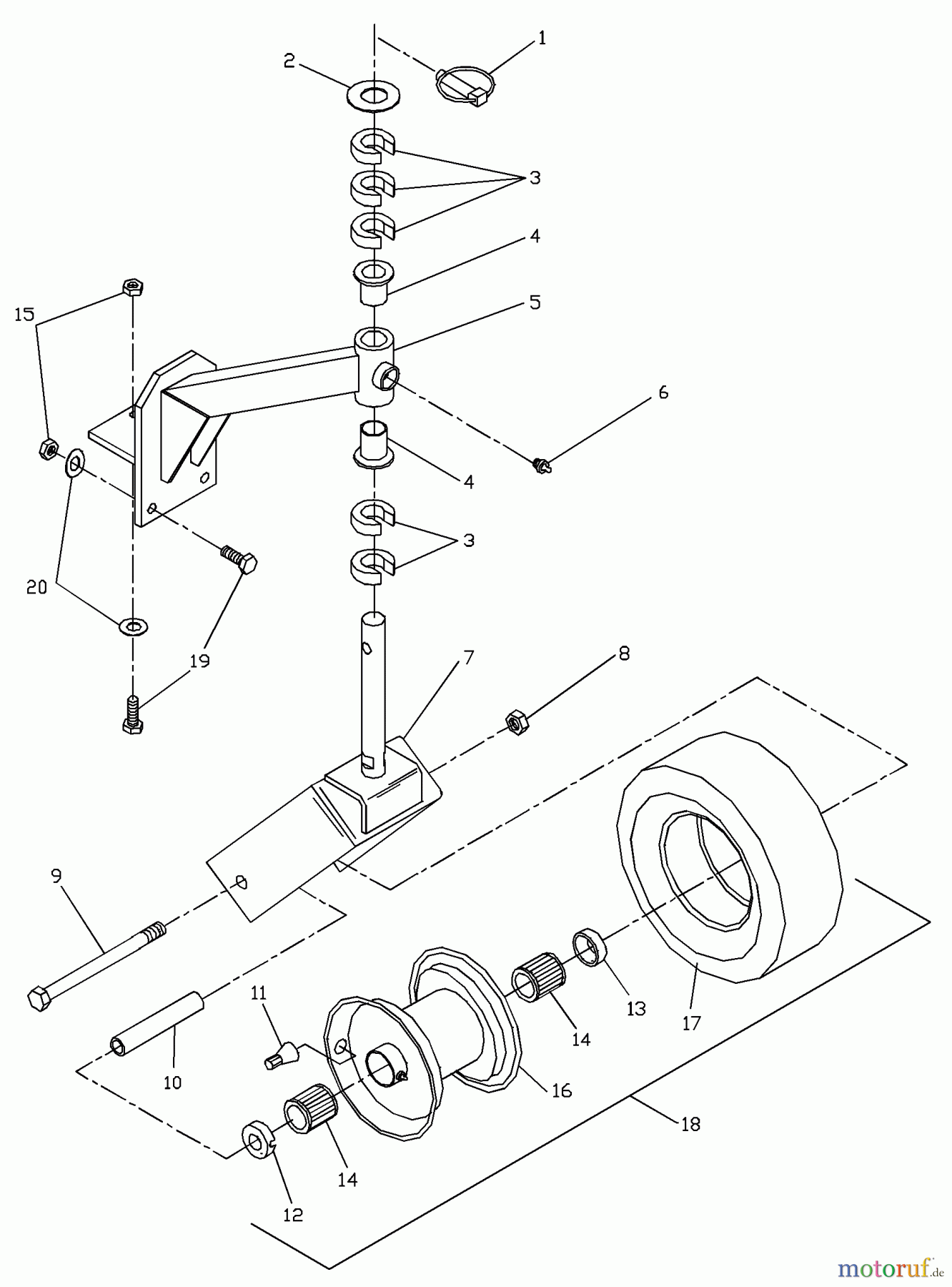Husqvarna Rasenmäher für Großflächen WH 3615A (968999111) - Husqvarna Wide-Area Walk-Behind Mower (2000-06 to 2001-01) Front Caster
