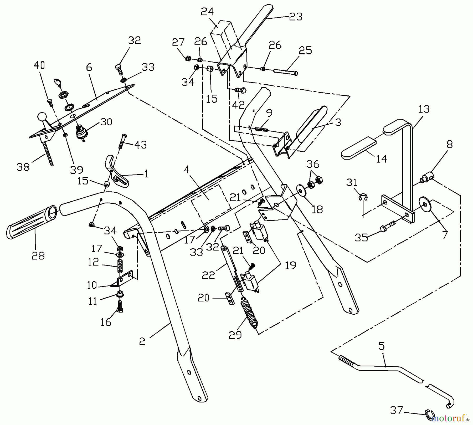 Husqvarna Rasenmäher für Großflächen WH 3614A (968999105) - Husqvarna Wide-Area Walk-Behind Mower (2000-06 to 2001-01) Handle Assembly