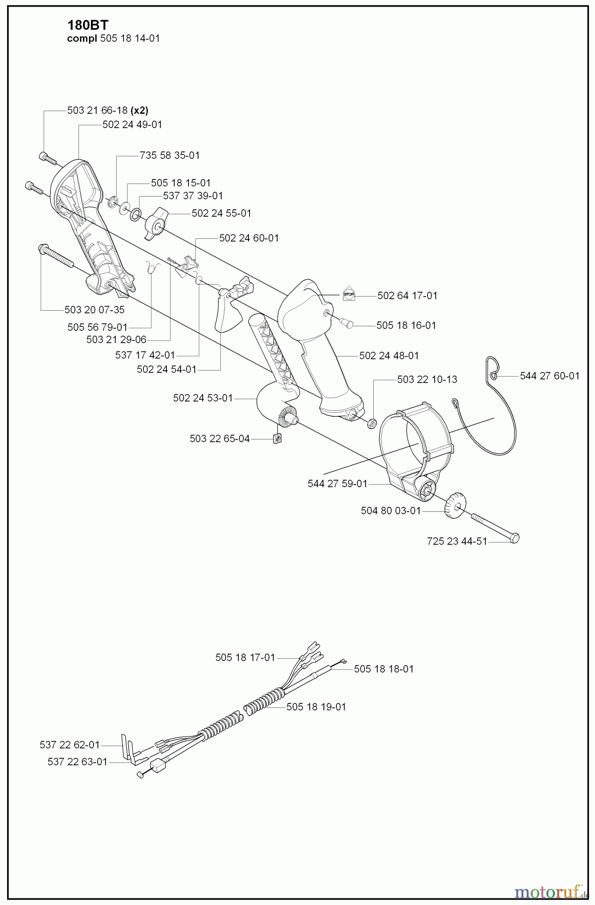Husqvarna Bläser / Sauger / Häcksler / Mulchgeräte 180 BT - Husqvarna Backpack Blower (2008-02 to 2008-09) BT Throttle / Switch Wires