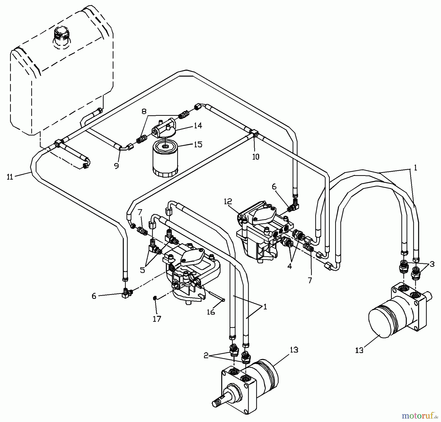 Husqvarna Rasenmäher für Großflächen WH 4817A (968999106) - Husqvarna Wide-Area Walk-Behind Mower (2000-06 to 2001-01) Hydraulic Assembly