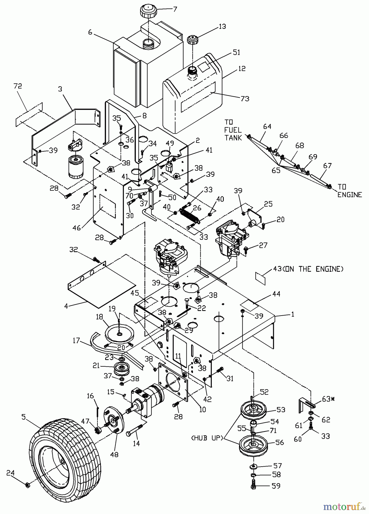 Husqvarna Rasenmäher für Großflächen WH 3614A (968999105) - Husqvarna Wide-Area Walk-Behind Mower (2000-06 to 2001-01) Rear Deck Assembly