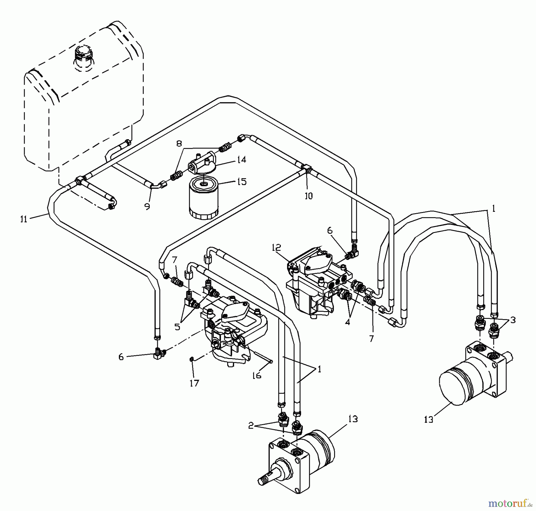 Husqvarna Rasenmäher für Großflächen WH 3614A (968999105) - Husqvarna Wide-Area Walk-Behind Mower (2001-02 & After) Hydraulic Assembly