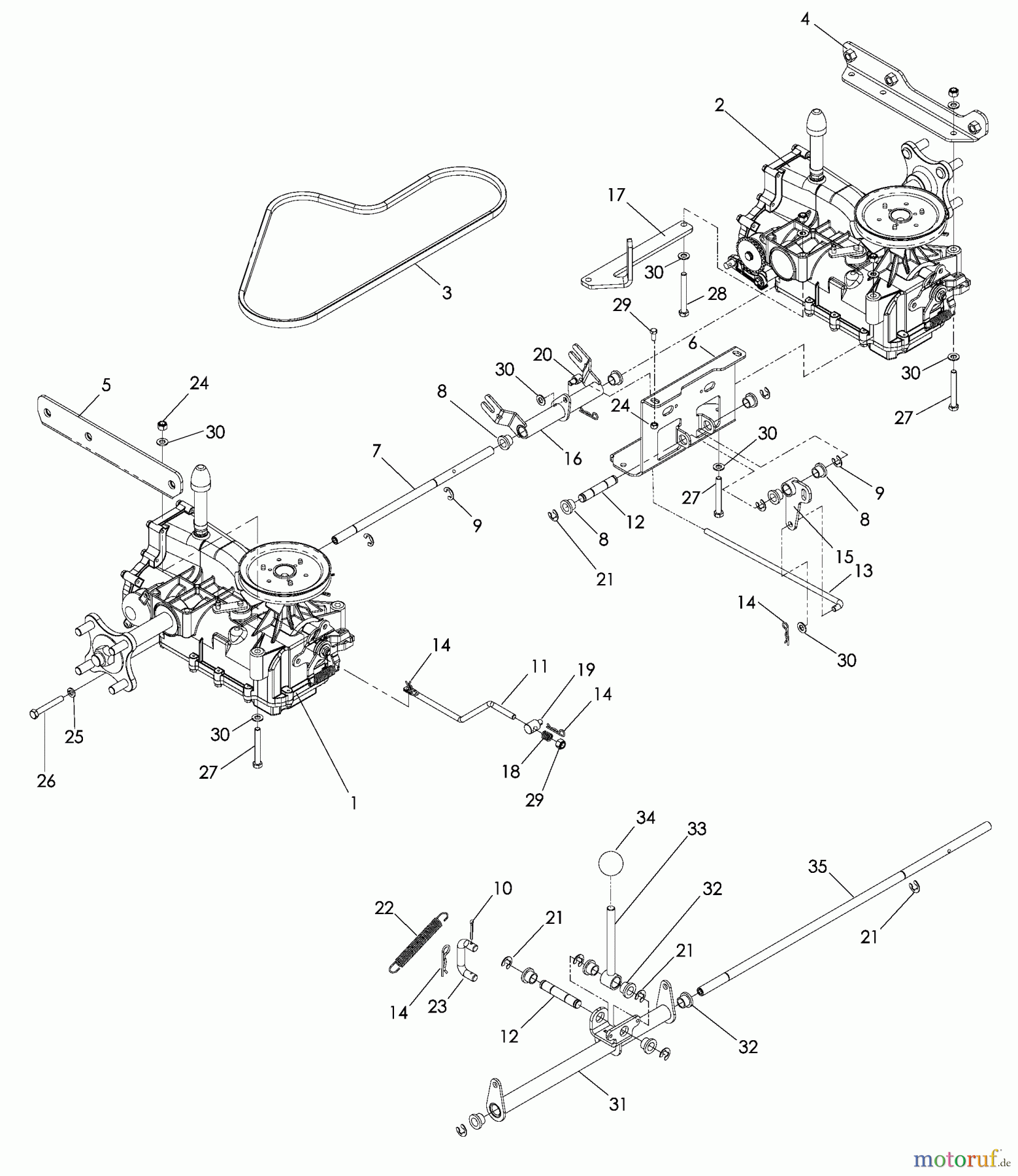 Husqvarna Rasenmäher für Großflächen WH 4817E (968999238) - Husqvarna Wide-Area Walk-Behind Mower (2005-08 & After) Hydraulics Pump-Motor