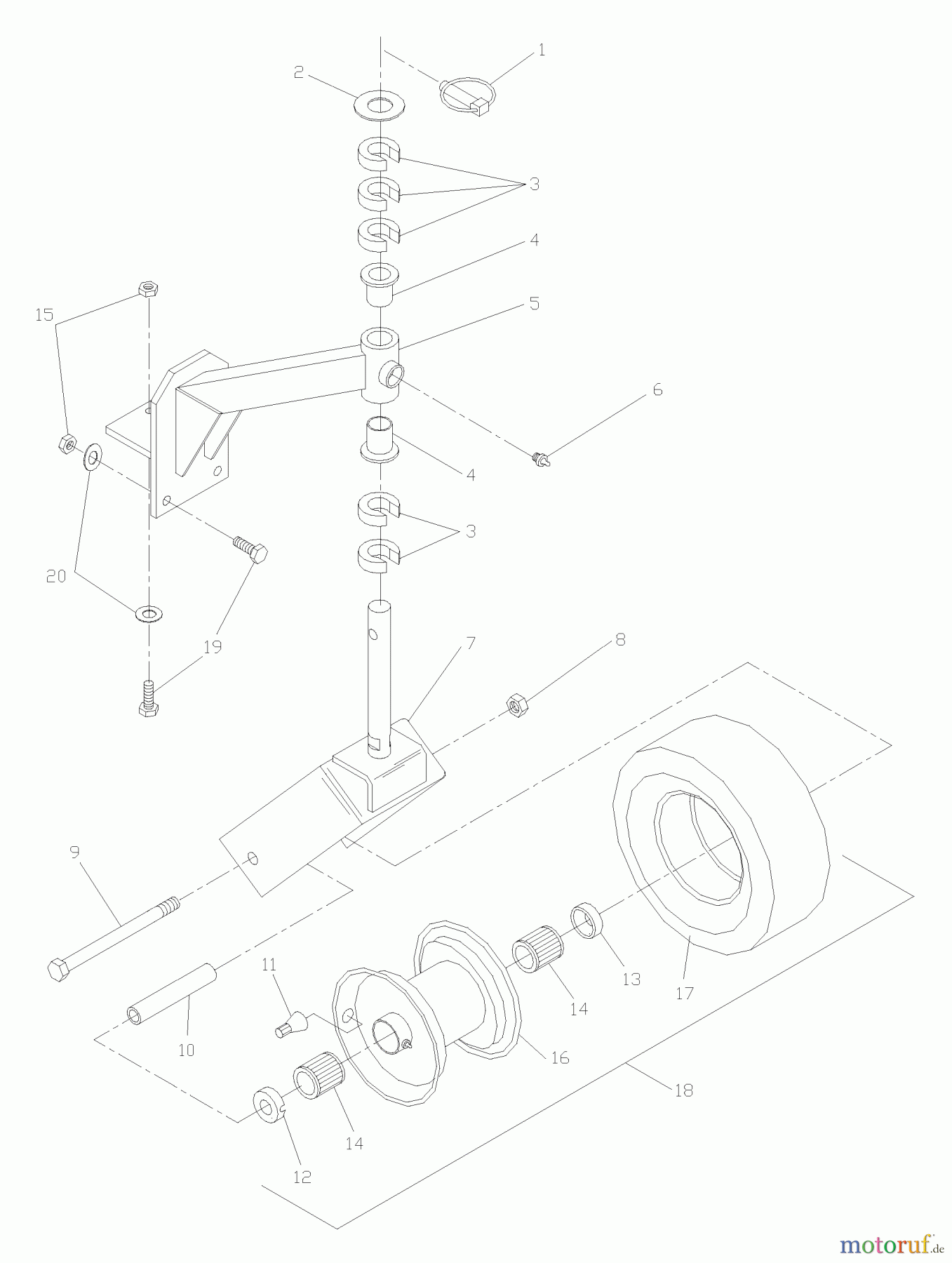 Husqvarna Rasenmäher für Großflächen WH 4817ETS (968999123) - Husqvarna Wide-Area Walk-Behind Mower (2006-02 & After) Front Caster Assembly