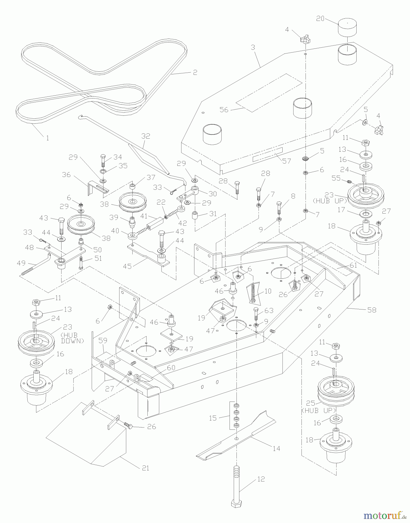 Husqvarna Rasenmäher für Großflächen WH 4817ETS (968999123) - Husqvarna Wide-Area Walk-Behind Mower (2006-02 & After) Front Deck Assembly 48
