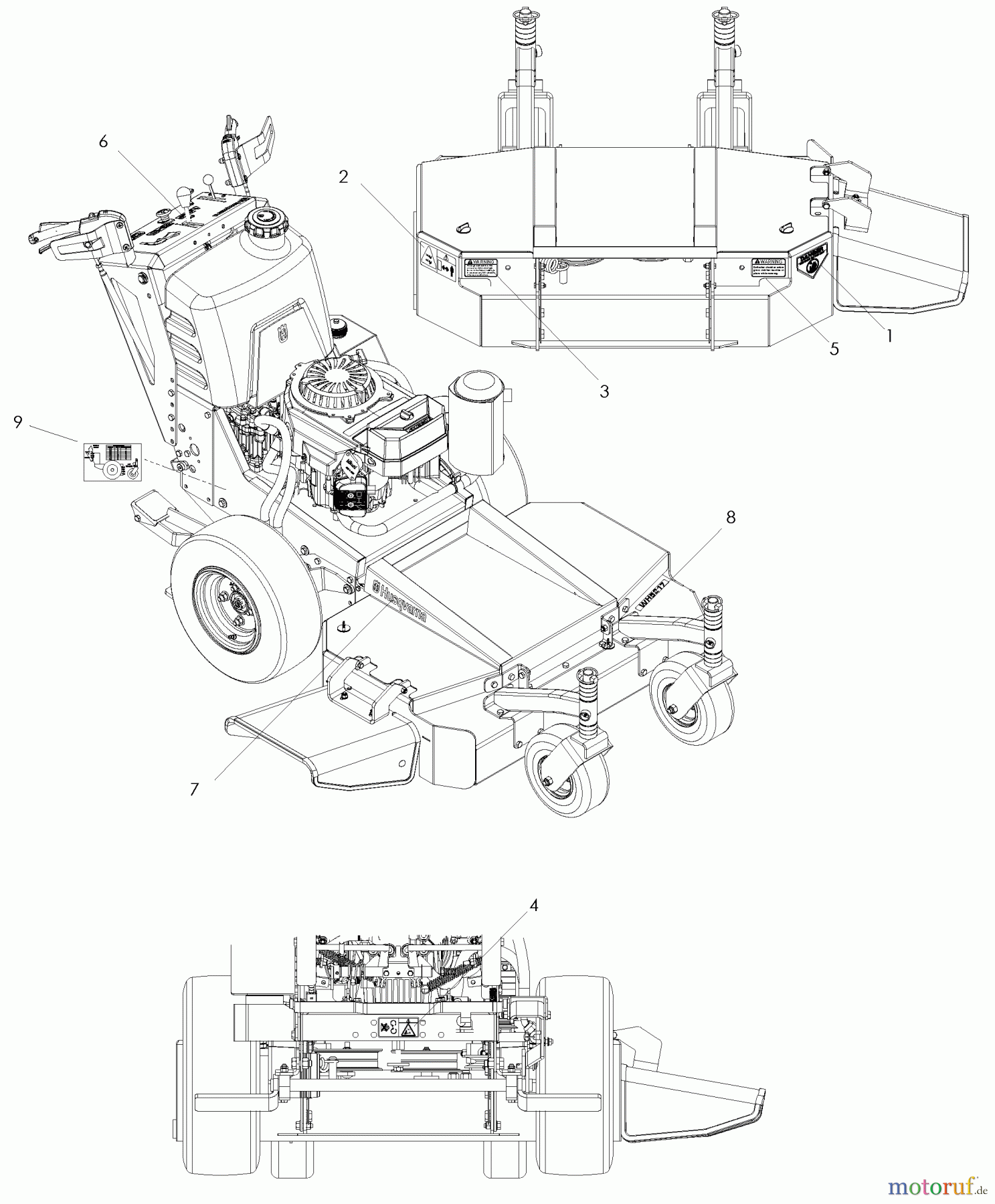 Husqvarna Rasenmäher für Großflächen WH 4817 (966947002) - Husqvarna Wide-Area Walk-Behind Mower (2008-09 to 2008-09) Decals