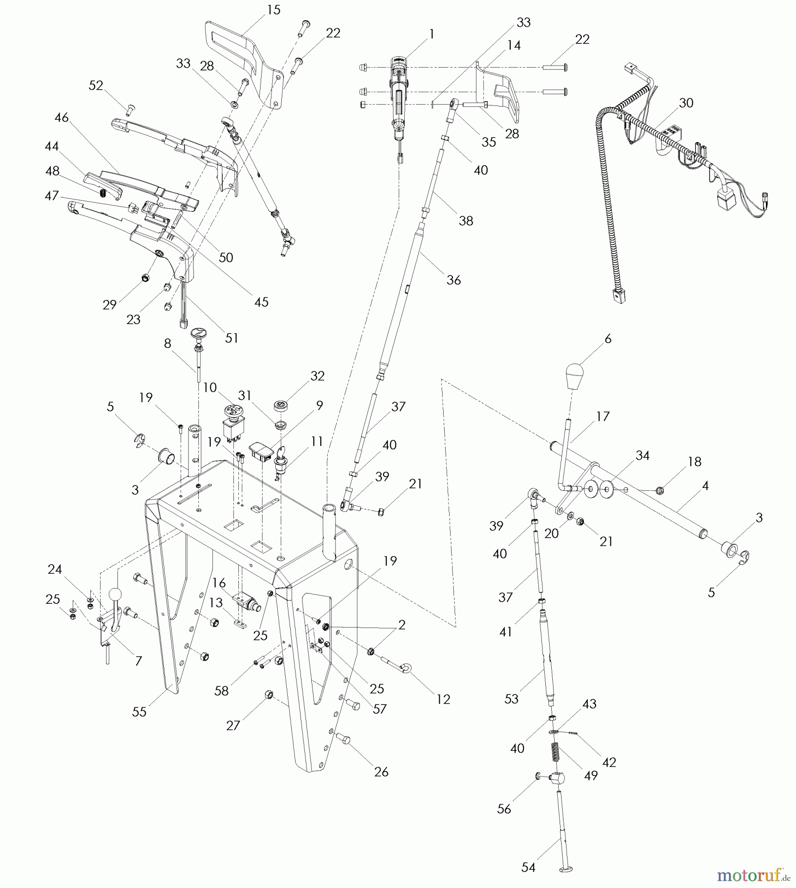 Husqvarna Rasenmäher für Großflächen WH 3615 (966947001) - Husqvarna Wide-Area Walk-Behind Mower (2008-09 to 2008-09) Handle and Controls