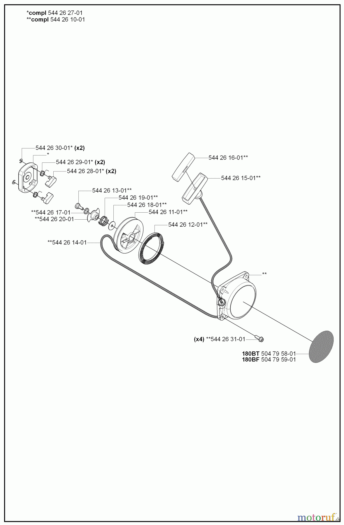 Husqvarna Bläser / Sauger / Häcksler / Mulchgeräte 180 BF - Husqvarna Backpack Blower (2008-02 to 2008-09) Starter Assembly