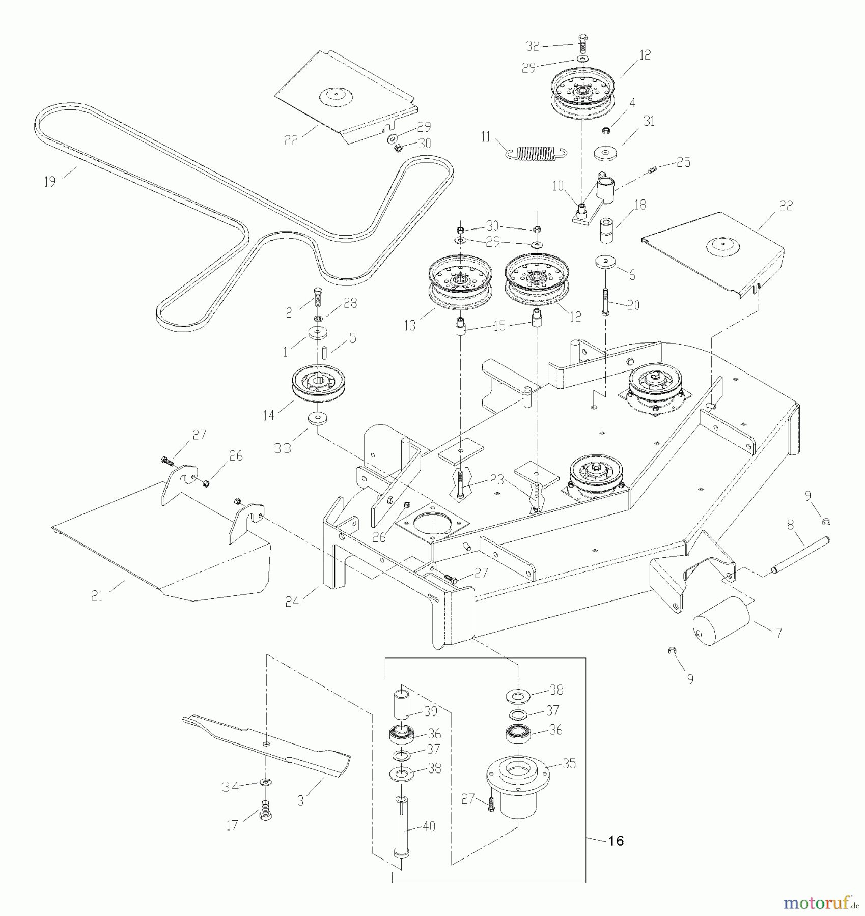 Husqvarna Rasenmäher für Großflächen WHF 4215ETS (968999127) - Husqvarna Wide-Area Walk-Behind Mower (2002-09 & After) Front Deck Assembly 42