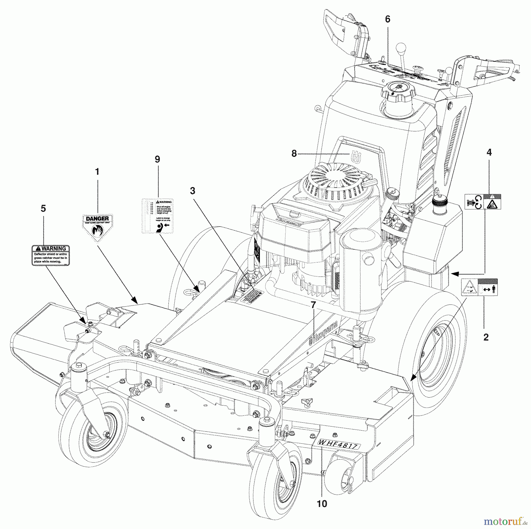 Husqvarna Rasenmäher für Großflächen WHF 3617 (966947008) - Husqvarna Wide-Area Walk-Behind Mower (2009-09 & After) Decals