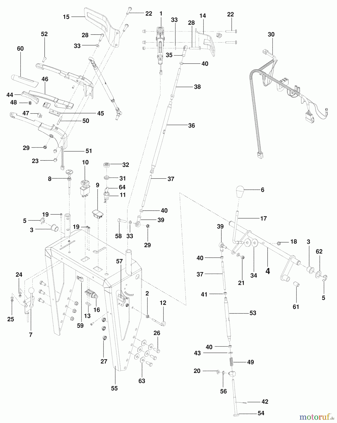 Husqvarna Rasenmäher für Großflächen WHF 3617 (966947008) - Husqvarna Wide-Area Walk-Behind Mower (2009-09 & After) Handle And Controls