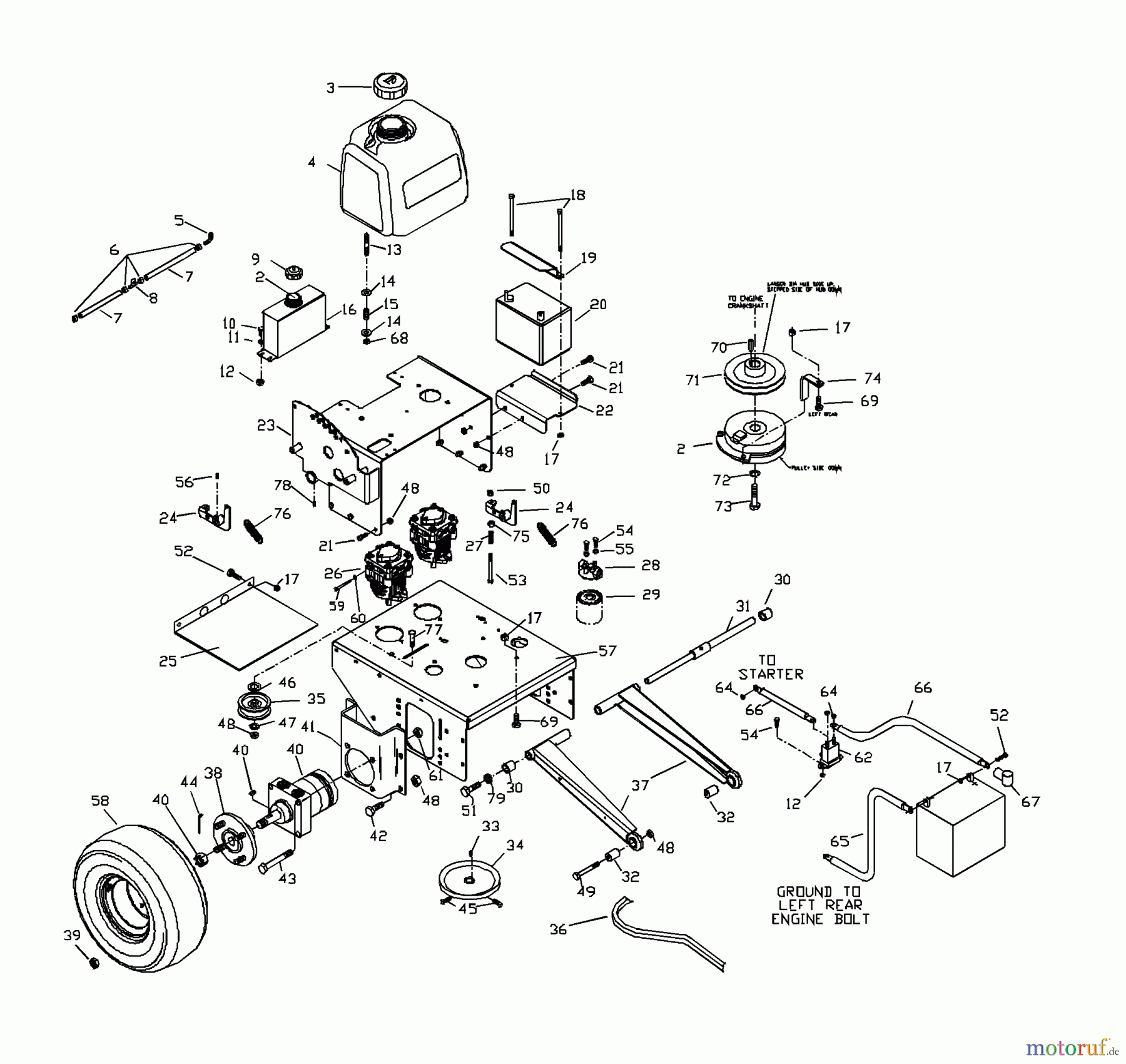 Husqvarna Rasenmäher für Großflächen WHF 4215ETS (968999127) - Husqvarna Wide-Area Walk-Behind Mower (2001-12 to 2002-01) Power Unit Assembly