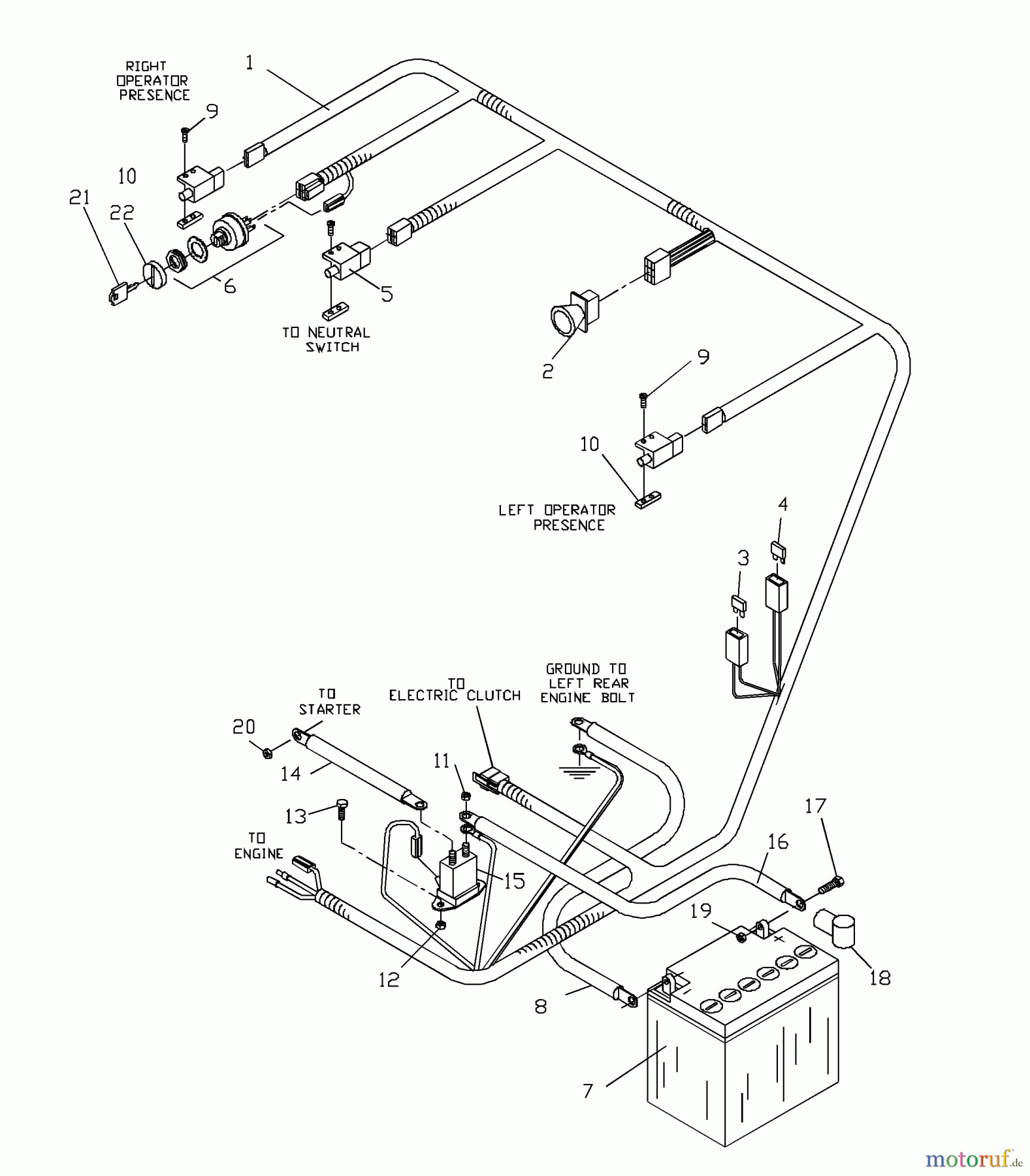  Husqvarna Rasenmäher für Großflächen WHF 4215ETS (968999127) - Husqvarna Wide-Area Walk-Behind Mower (2001-12 to 2002-01) Wiring Assembly
