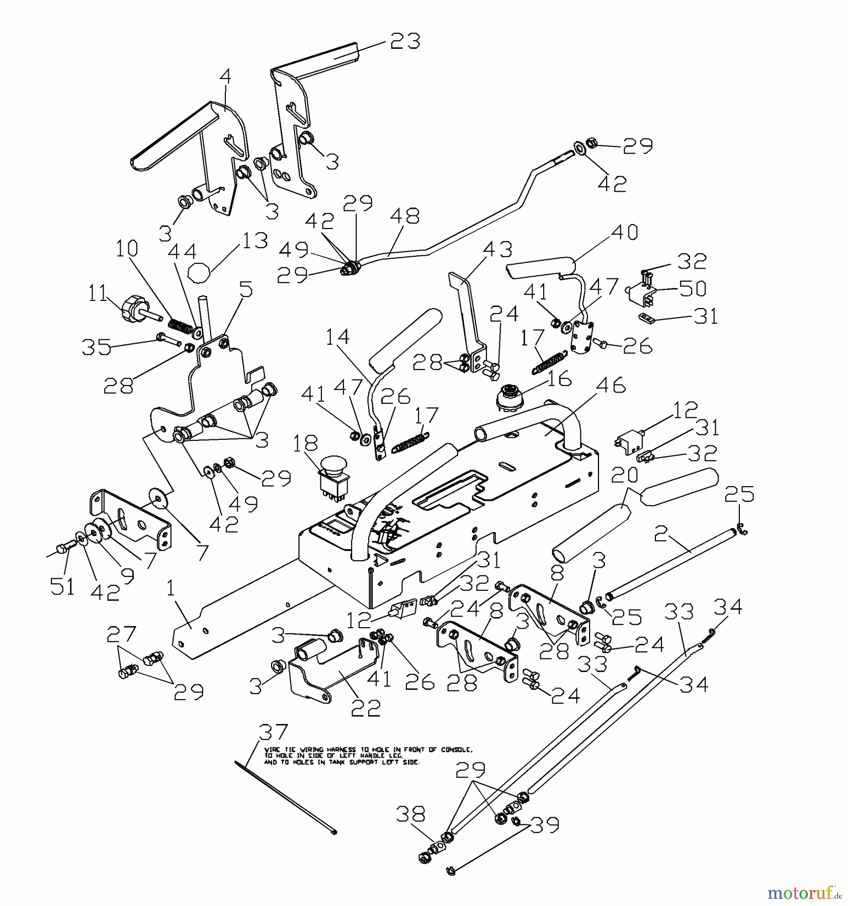 Husqvarna Rasenmäher für Großflächen WHF 4215ETS (968999127) - Husqvarna Wide-Area Walk-Behind Mower (2002-02 to 2002-08) Handle Assembly