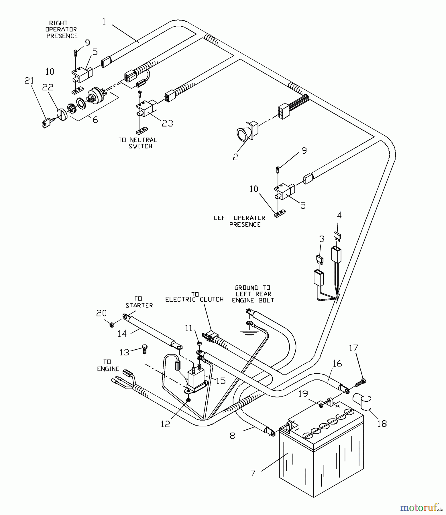  Husqvarna Rasenmäher für Großflächen WHF 4215ETS (968999127) - Husqvarna Wide-Area Walk-Behind Mower (2002-02 to 2002-08) Wiring Assembly