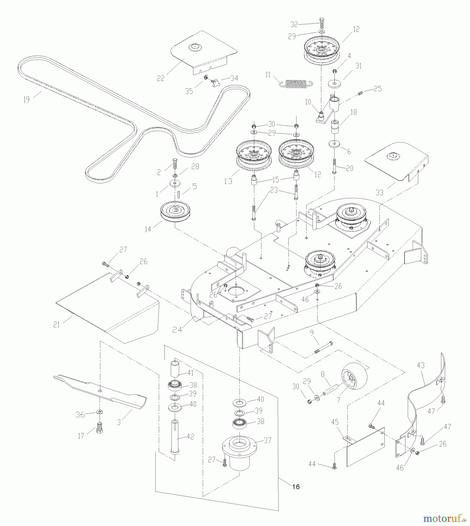 Husqvarna Rasenmäher für Großflächen WHF 5218ETS (968999130) - Husqvarna Wide-Area Walk-Behind Mower (2002-09 & After) Front Deck Assembly 52
