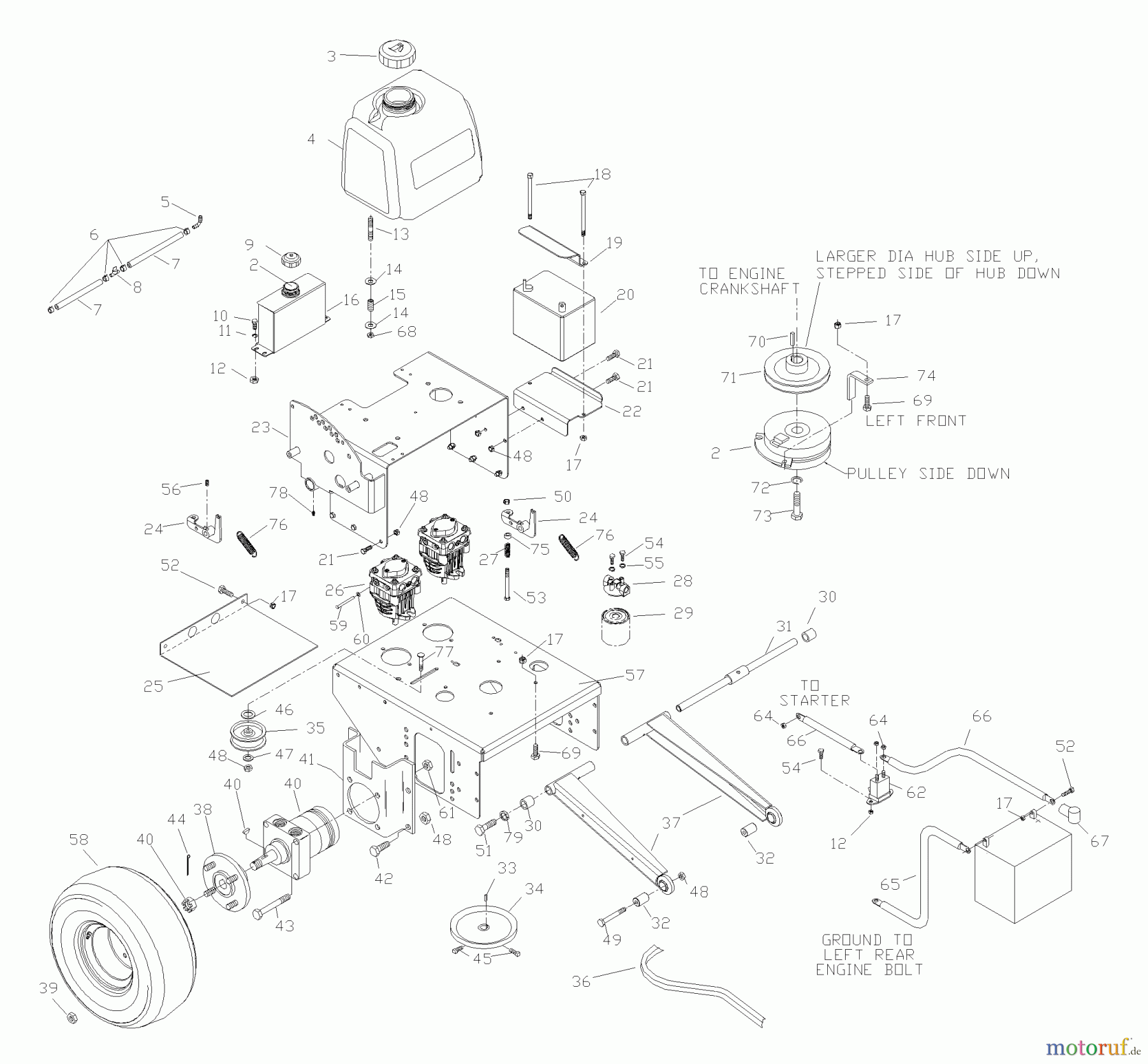 Husqvarna Rasenmäher für Großflächen WHF 5218ETS (968999130) - Husqvarna Wide-Area Walk-Behind Mower (2002-09 & After) Power Unit Assembly