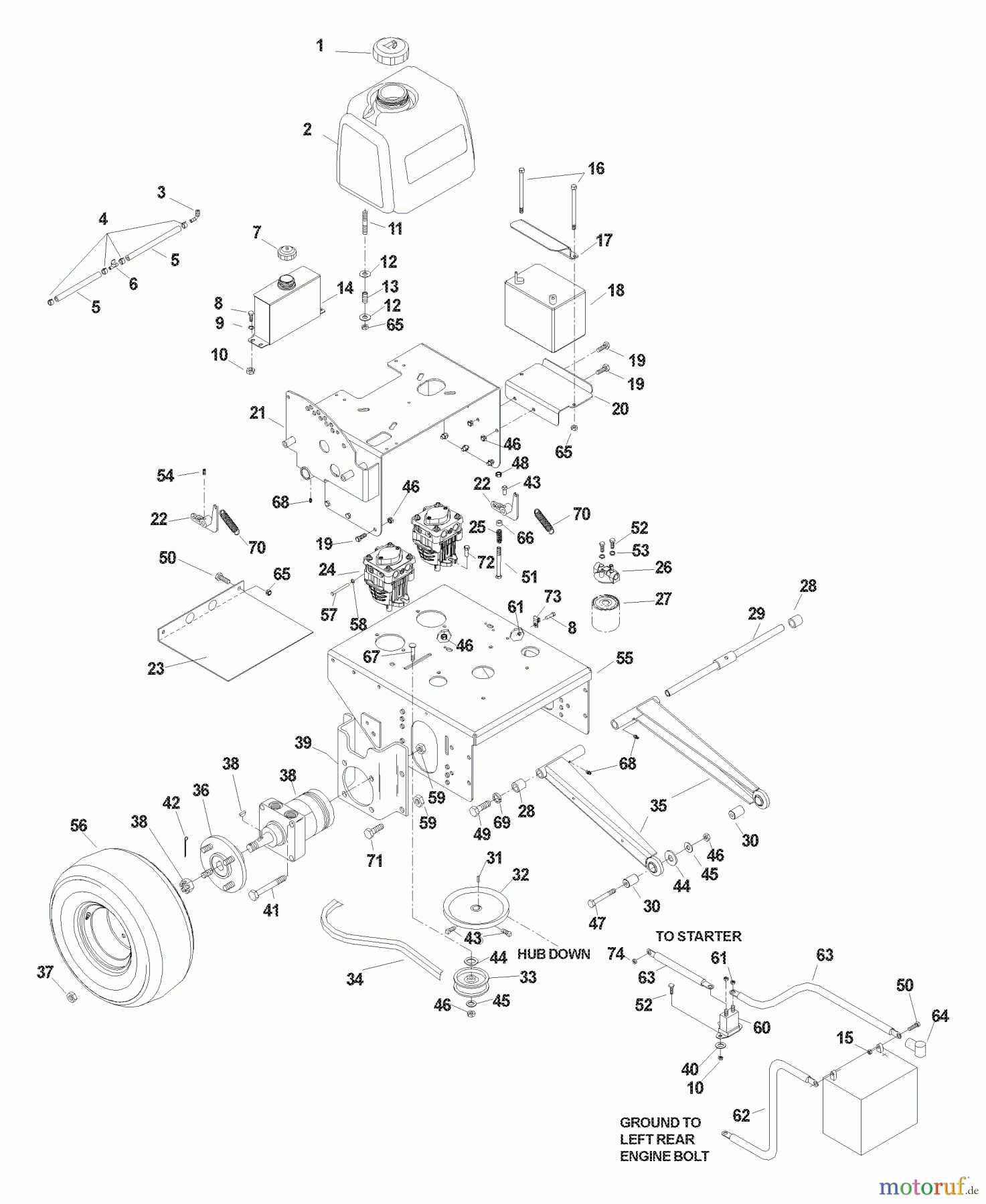  Husqvarna Rasenmäher für Großflächen WHF 5219 (968999253) - Husqvarna Wide-Area Walk-Behind Mower (2004-09 & After) Power Unit