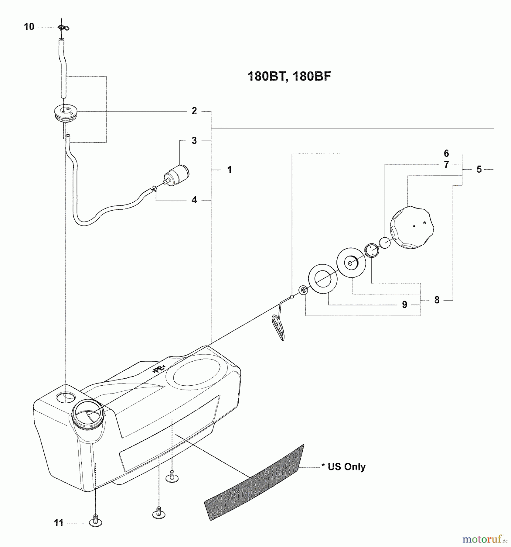 Husqvarna Bläser / Sauger / Häcksler / Mulchgeräte 180 BF - Husqvarna Backpack Blower (2008-10 & After) Fuel Tank