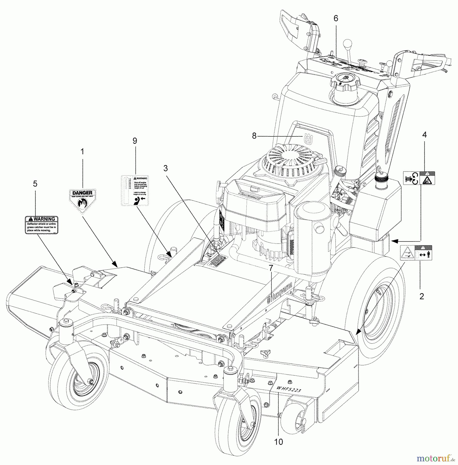  Husqvarna Rasenmäher für Großflächen WHF 6123 (966947007) - Husqvarna Wide-Area Walk-Behind Mower (2009-09 & After) Decals