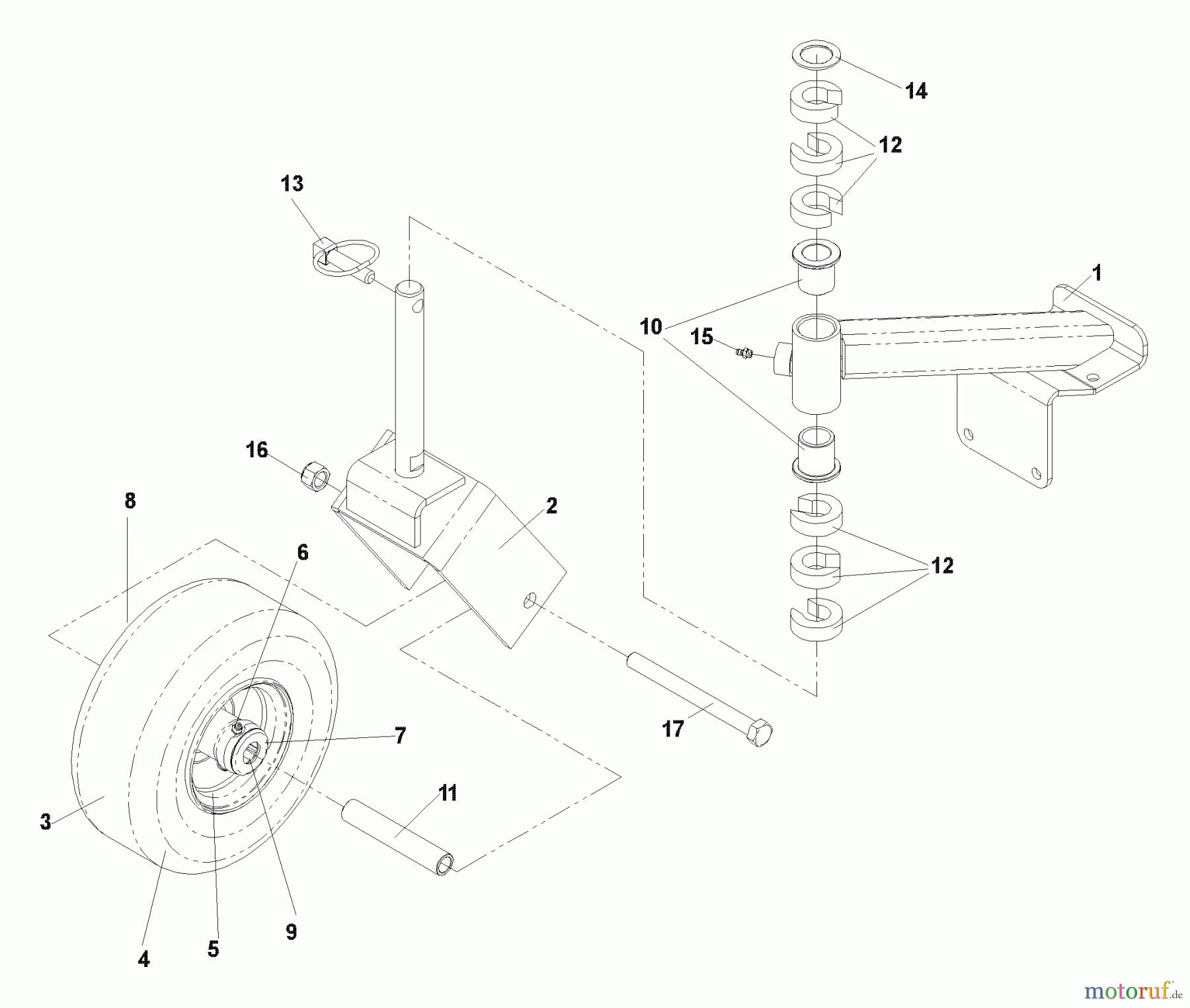 Husqvarna Rasenmäher für Großflächen WHT 3615 (968999237) - Husqvarna Wide-Area Walk-Behind Mower (2004-09 & After) Caster Assembly