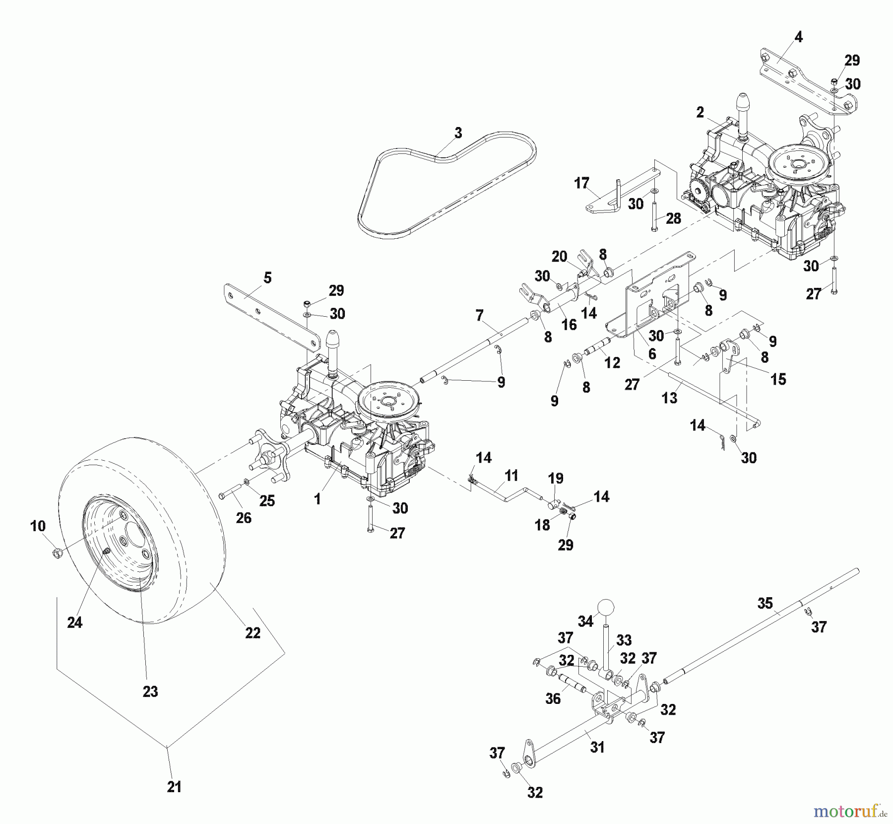 Husqvarna Rasenmäher für Großflächen WHT 3615 (968999237) - Husqvarna Wide-Area Walk-Behind Mower (2004-09 & After) IZT (Integrated Zeroturn Transaxle)