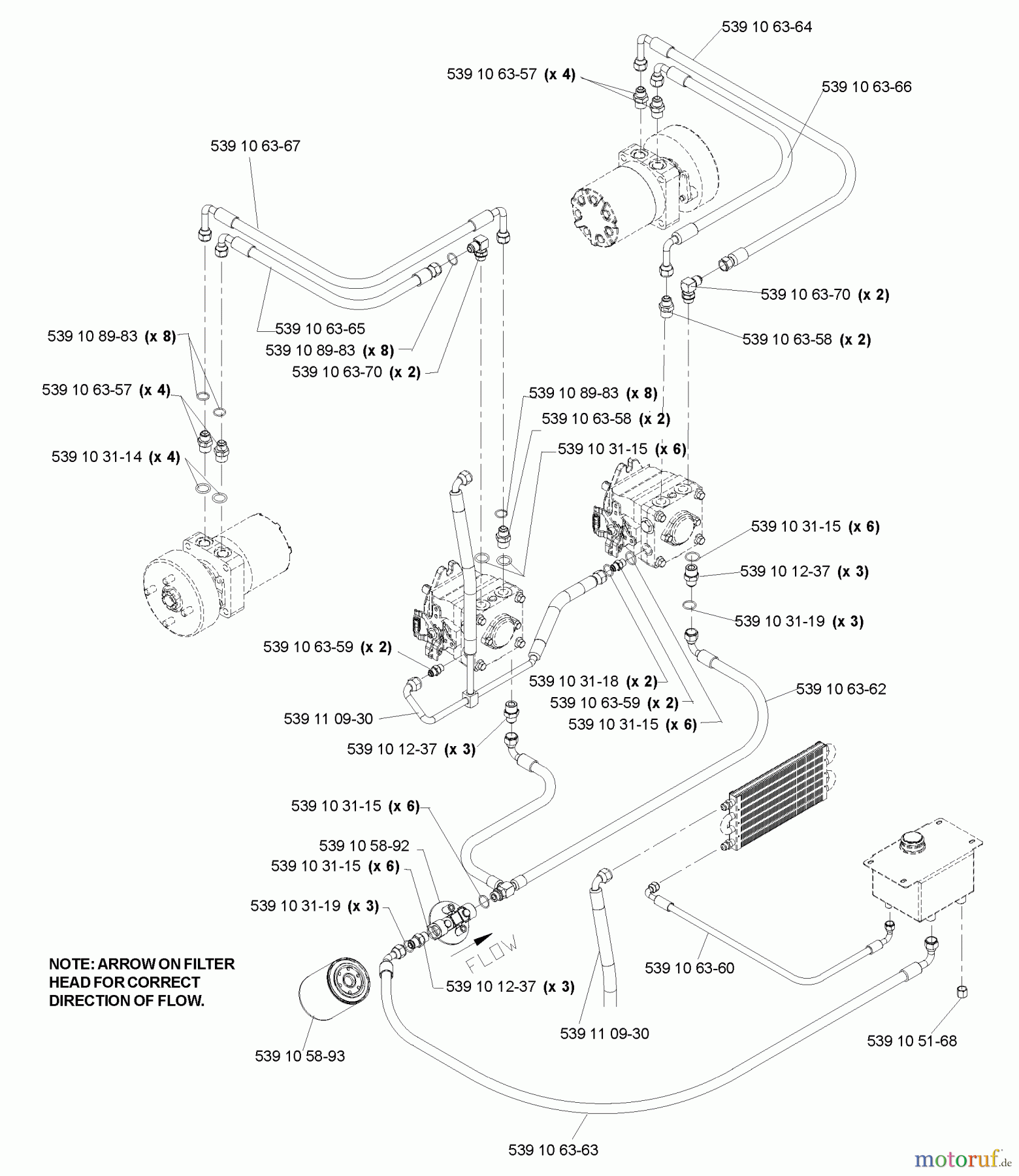 Husqvarna Nullwendekreismäher, Zero-Turn BX 34 D (968999316) - Husqvarna Zero-Turn Mower (2009-07 & After) Hydraulic Hoses And Fittings