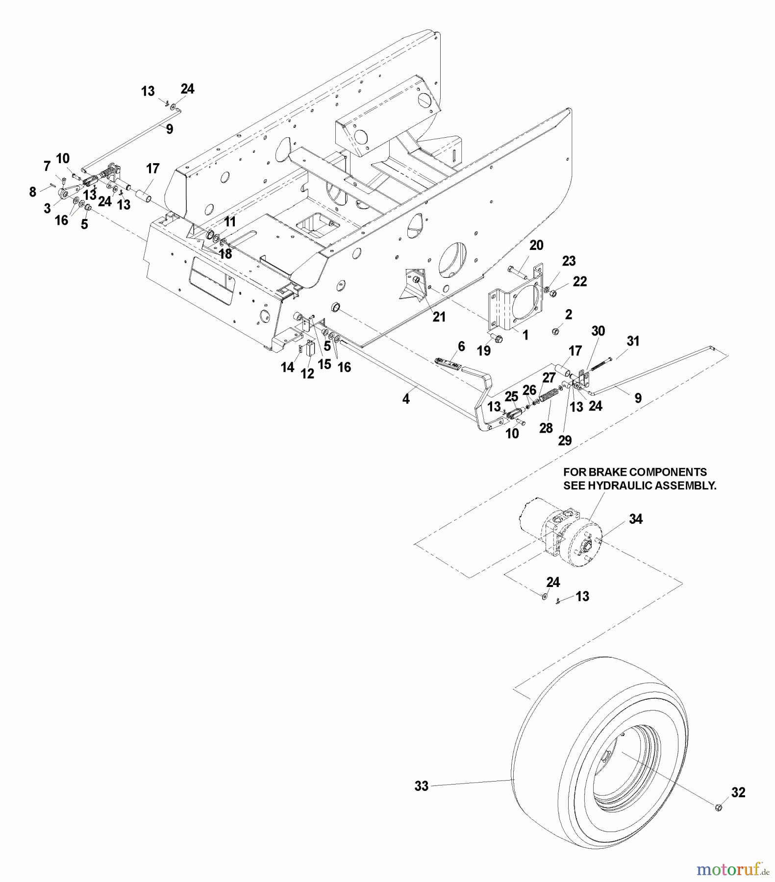 Husqvarna Nullwendekreismäher, Zero-Turn BZ 6127 D (968999262) - Husqvarna Zero-Turn Mower (2005-01 to 2005-07) Brake Group Linkage