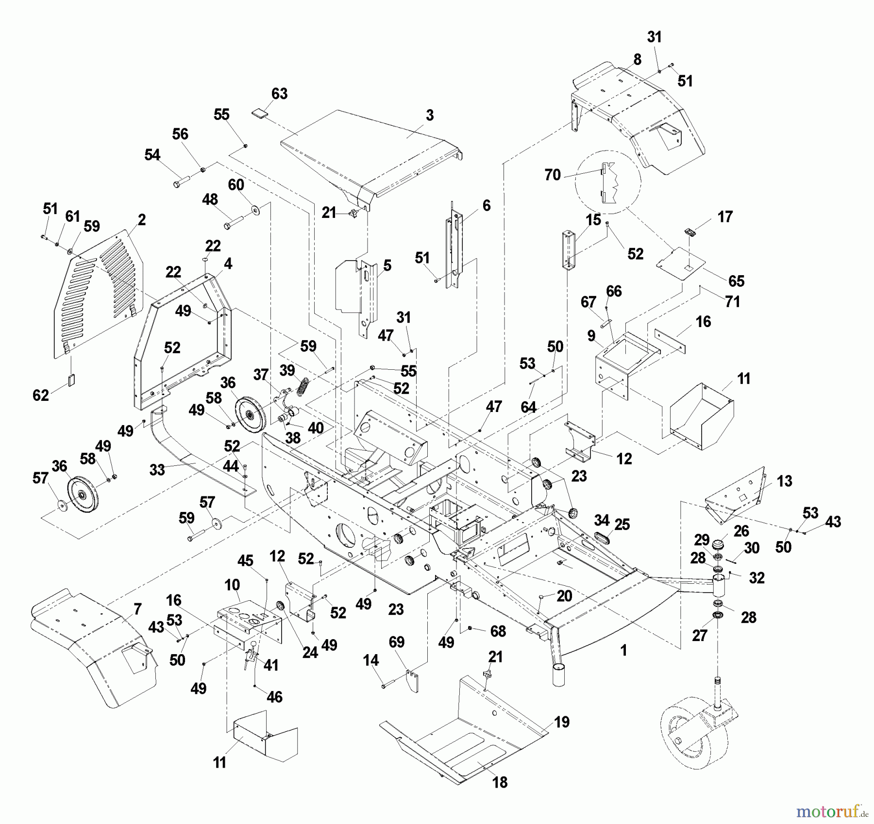 Husqvarna Nullwendekreismäher, Zero-Turn BZ 7234 D (968999264) - Husqvarna Zero-Turn Mower (2005-01 to 2005-07) Main Frame Assembly