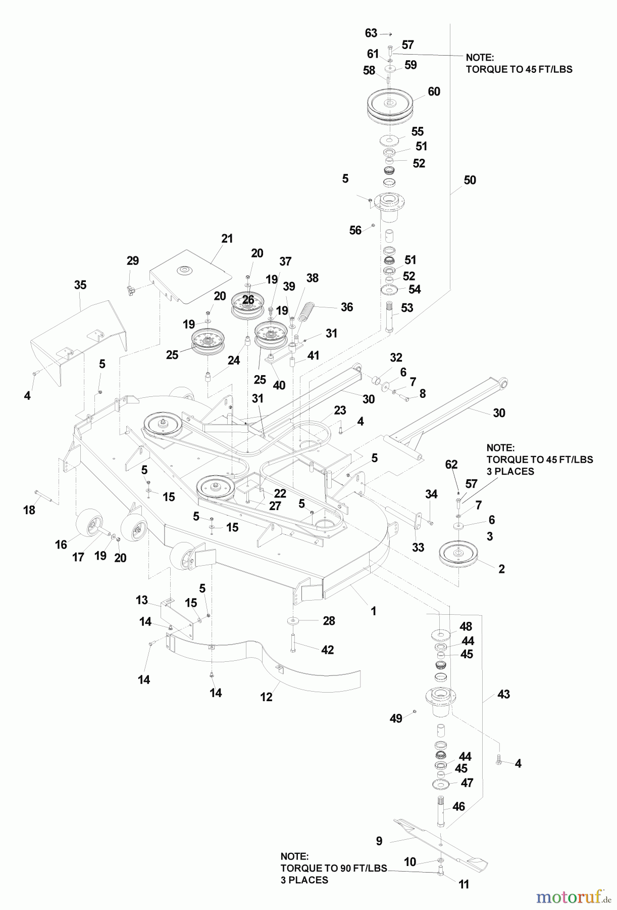 Husqvarna Nullwendekreismäher, Zero-Turn BZ 6127 D (968999218) - Husqvarna Zero-Turn Mower (2004-11 & After) (SN: 033600000 & Up) Deck Assembly 61