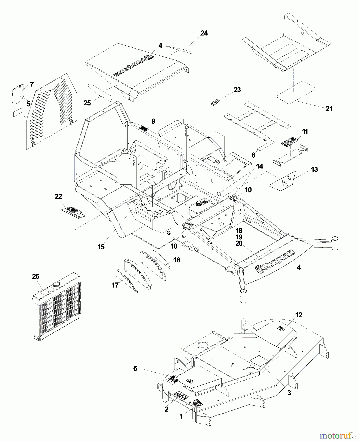 Husqvarna Nullwendekreismäher, Zero-Turn BZ 6127 D (968999218) - Husqvarna Zero-Turn Mower (2003-03 to 2004-10) Decals