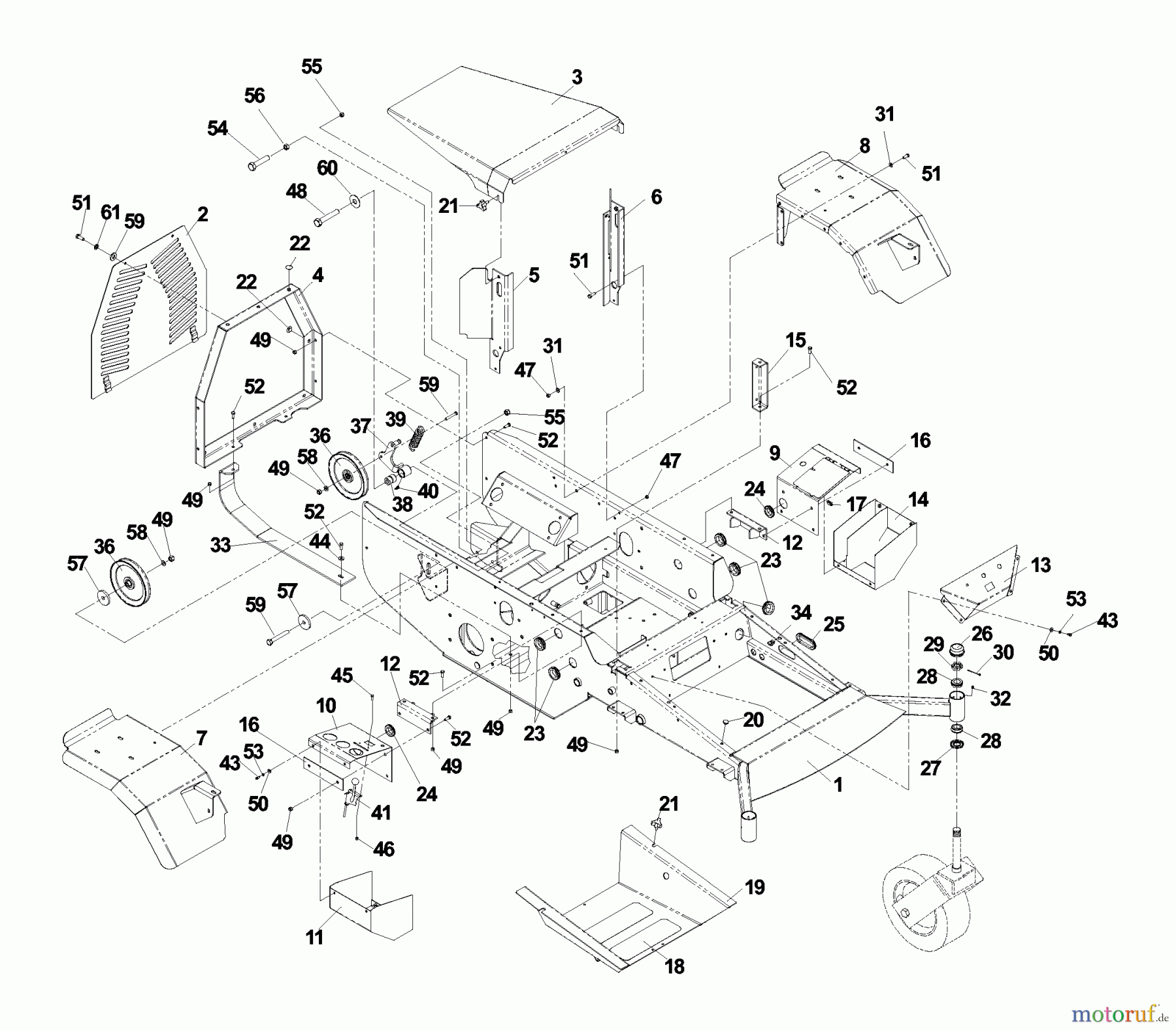 Husqvarna Nullwendekreismäher, Zero-Turn BZ 6127 D (968999218) - Husqvarna Zero-Turn Mower (2003-03 to 2004-10) Main Frame Assembly