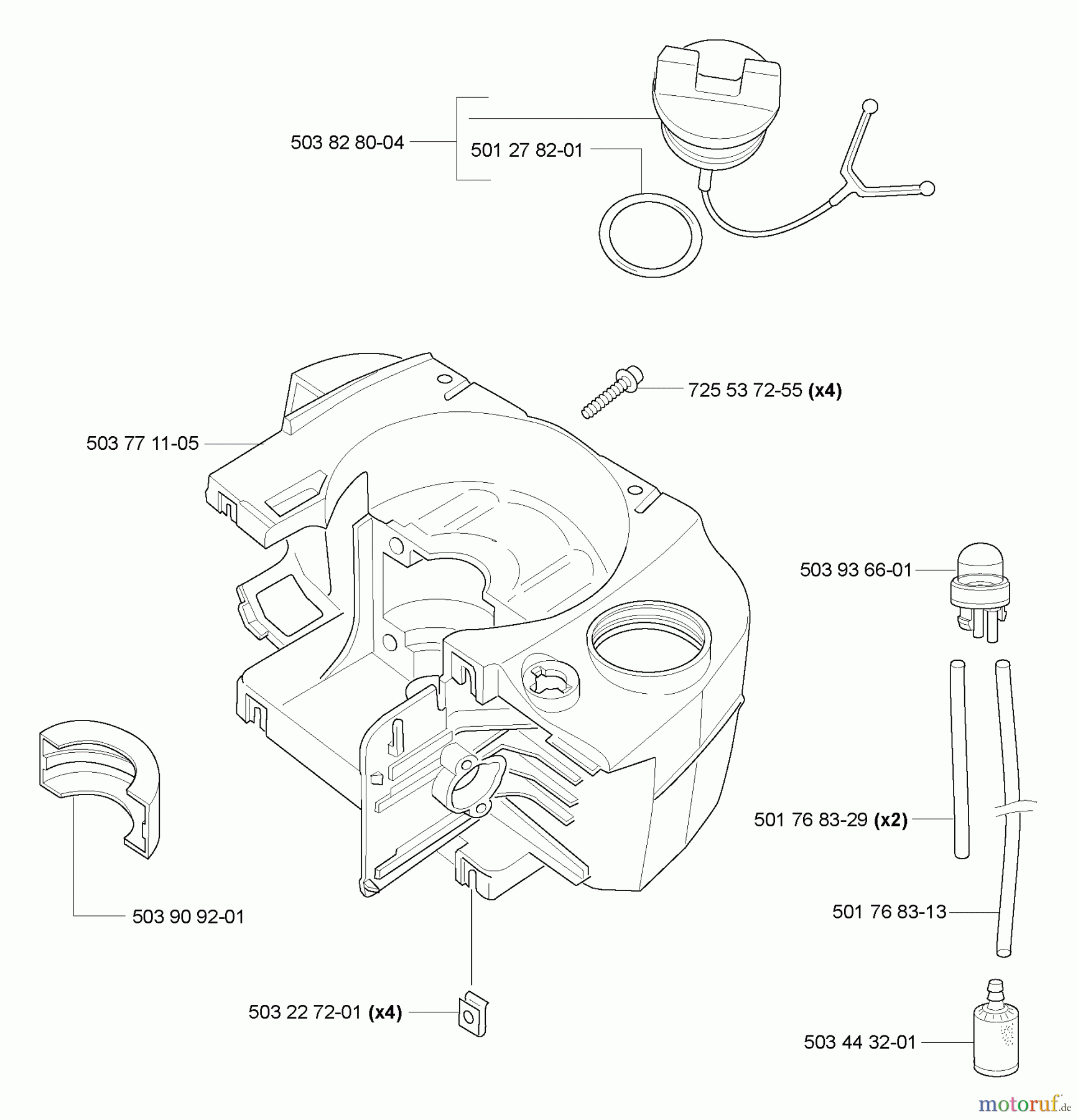Husqvarna Bläser / Sauger / Häcksler / Mulchgeräte 225 B - Husqvarna Handheld Blower (2006-09 & After) Crankcase/Fuel Tank