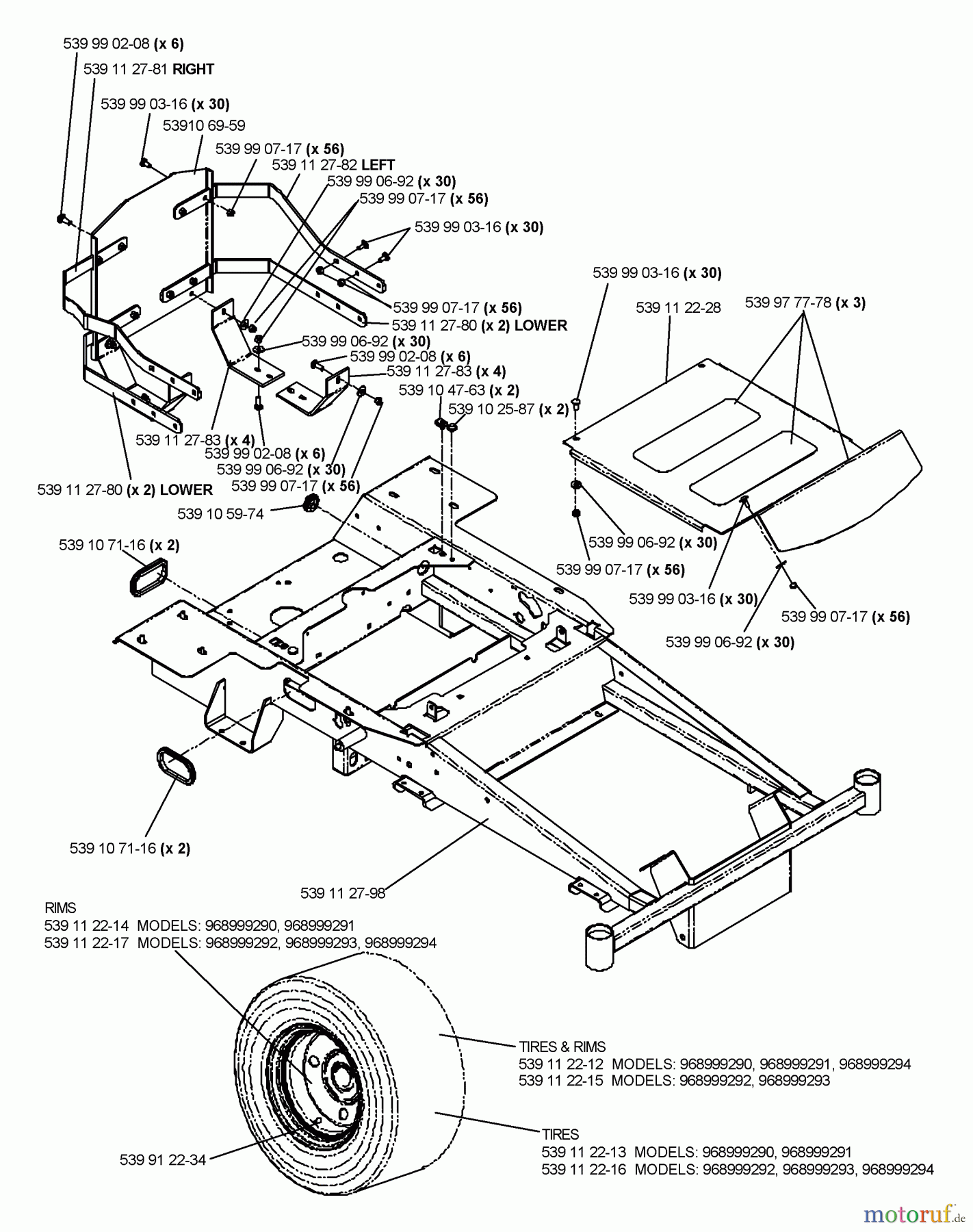 Husqvarna Nullwendekreismäher, Zero-Turn EZ 5424 BI (968999294) - Husqvarna Zero-Turn Mower (2006-02 & After) Main Frame (Part 1)