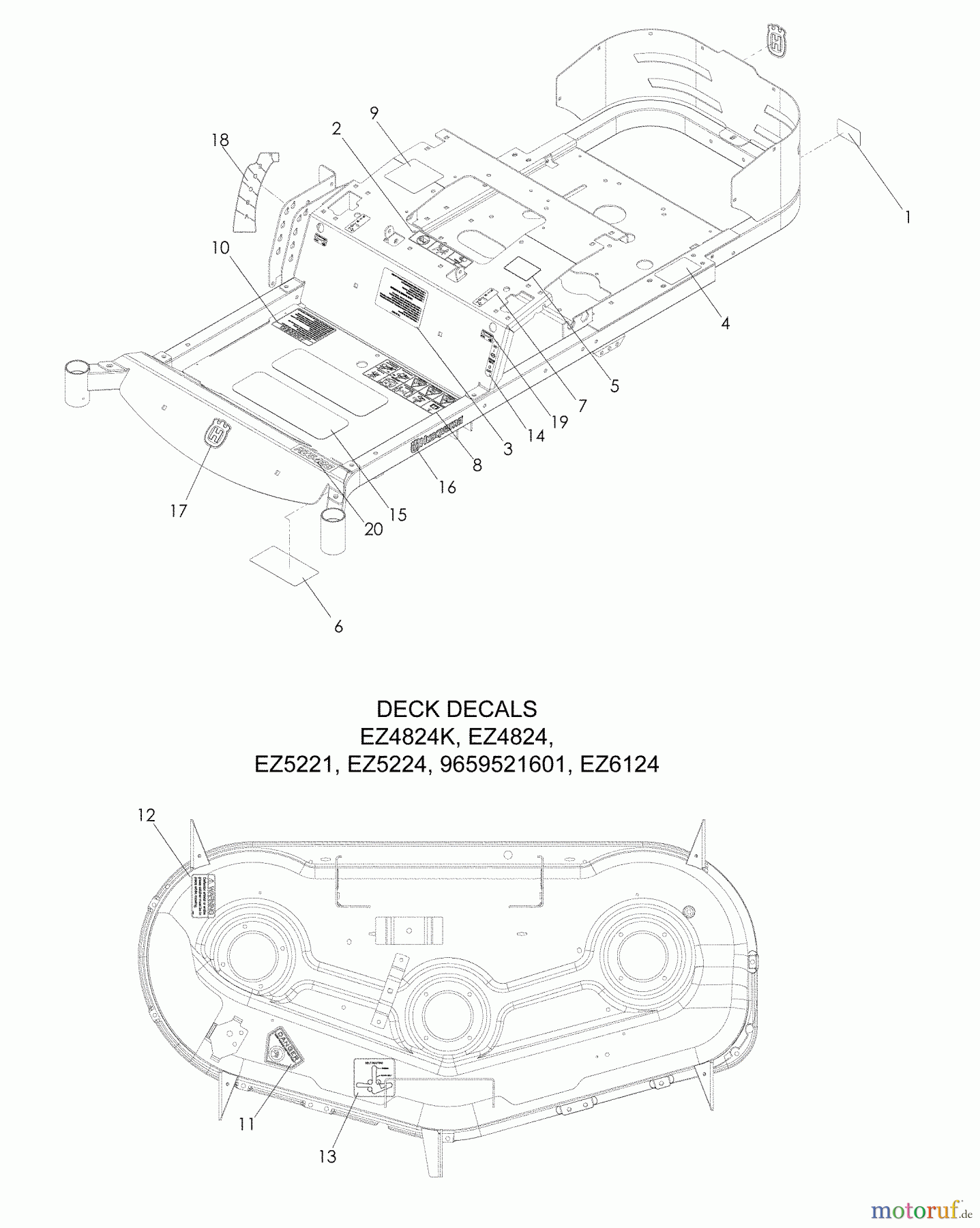 Husqvarna Nullwendekreismäher, Zero-Turn EZ 4824 (965880401) - Husqvarna Zero-Turn Mower (2009-01 & After) Decals