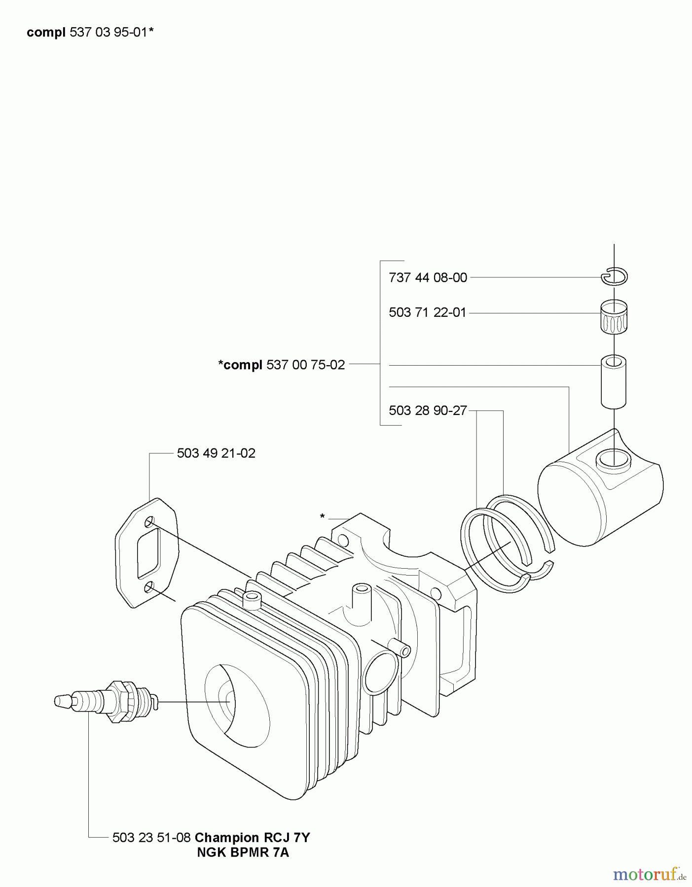 Husqvarna Bläser / Sauger / Häcksler / Mulchgeräte 225 BX - Husqvarna Handheld Blower Vacuum (2006-09 & After) Piston/Cylinder