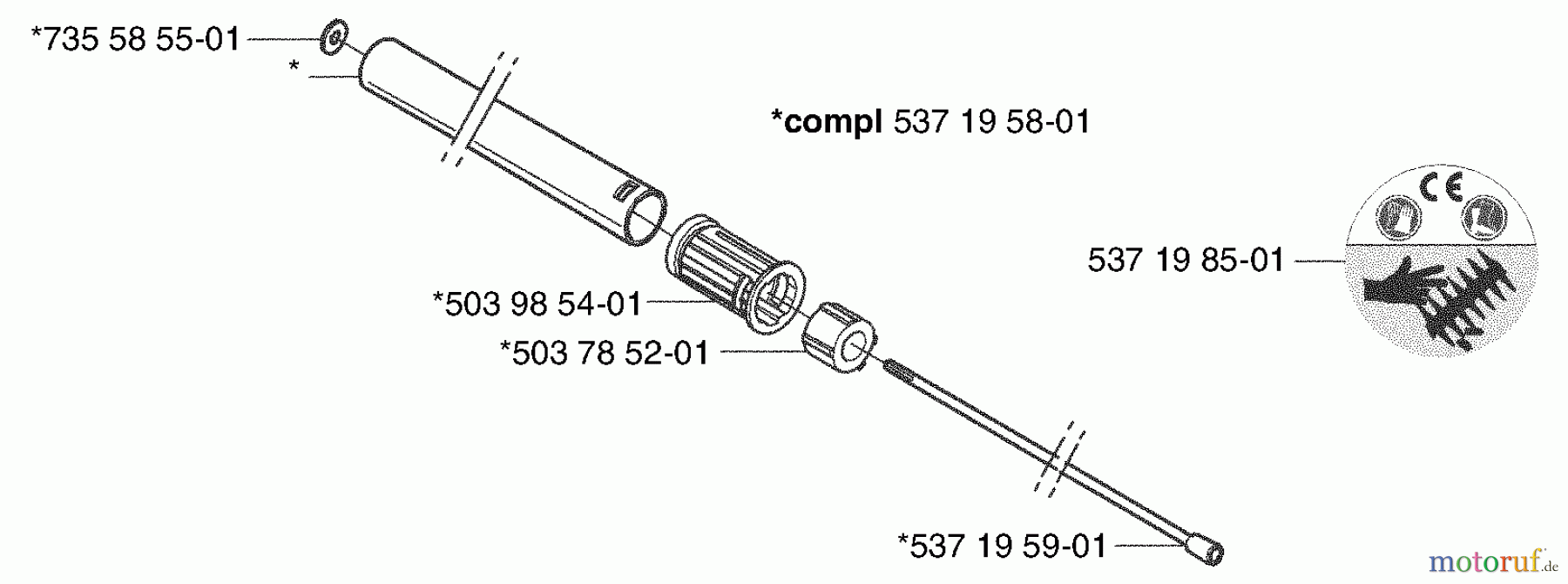  Husqvarna Zubehör Husqvarna 326 Hedge Trimmer Attachment (2003-01 & After) Handle / Shaft / Tube