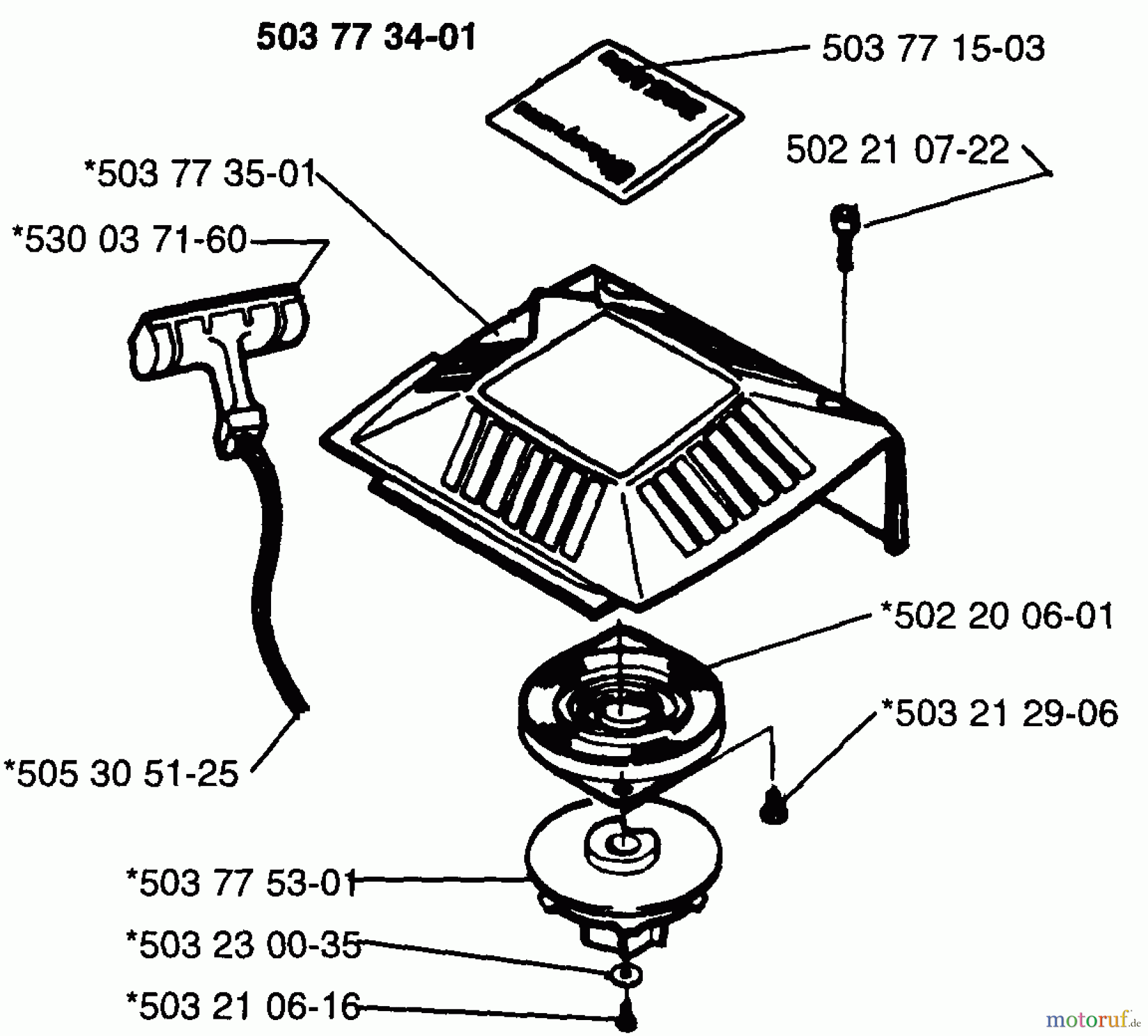Husqvarna Bläser / Sauger / Häcksler / Mulchgeräte 225 HBV - Husqvarna Handheld Blower Vacuum (1996-09 to 1997-01) Starter Assembly