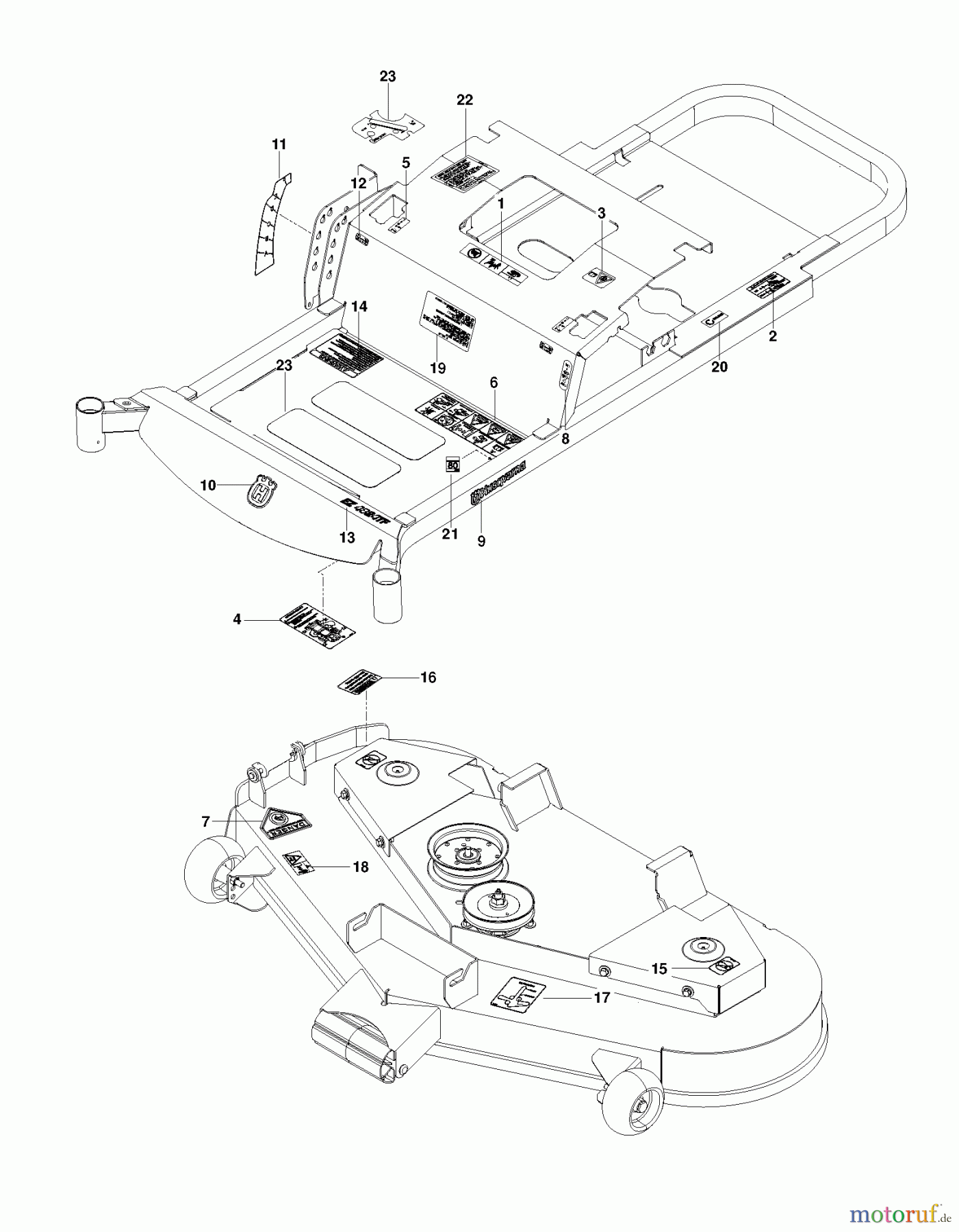 Husqvarna Nullwendekreismäher, Zero-Turn EZ 4824TF BF (966659502) - Husqvarna Zero-Turn Mower (2012-06 & After) DECALS