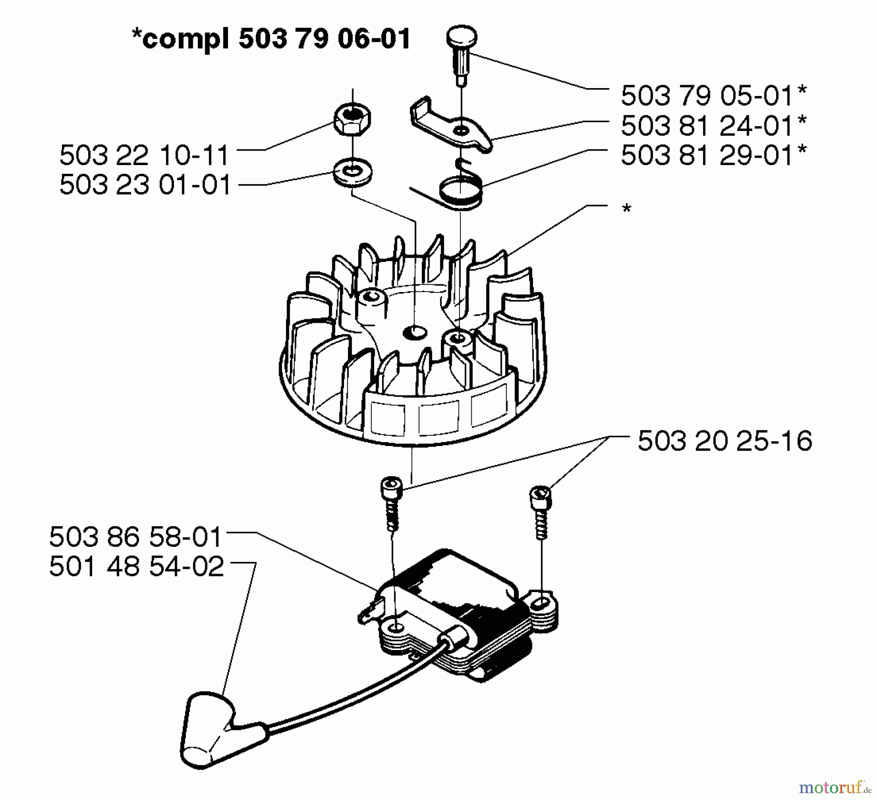 Husqvarna Bläser / Sauger / Häcksler / Mulchgeräte 225 HBV - Husqvarna Handheld Blower Vacuum (1997-02 to 1999-12) Ignition/Flywheel