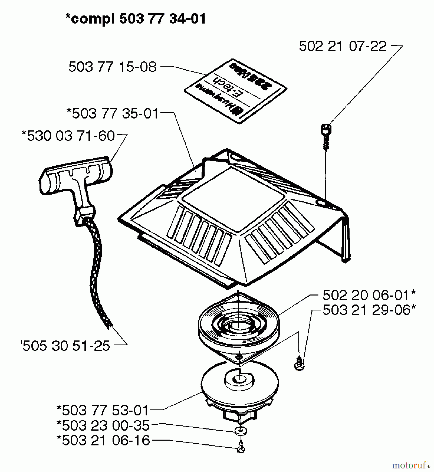 Husqvarna Bläser / Sauger / Häcksler / Mulchgeräte 225 HBV - Husqvarna Handheld Blower Vacuum (1997-02 to 1999-12) Starter Assembly