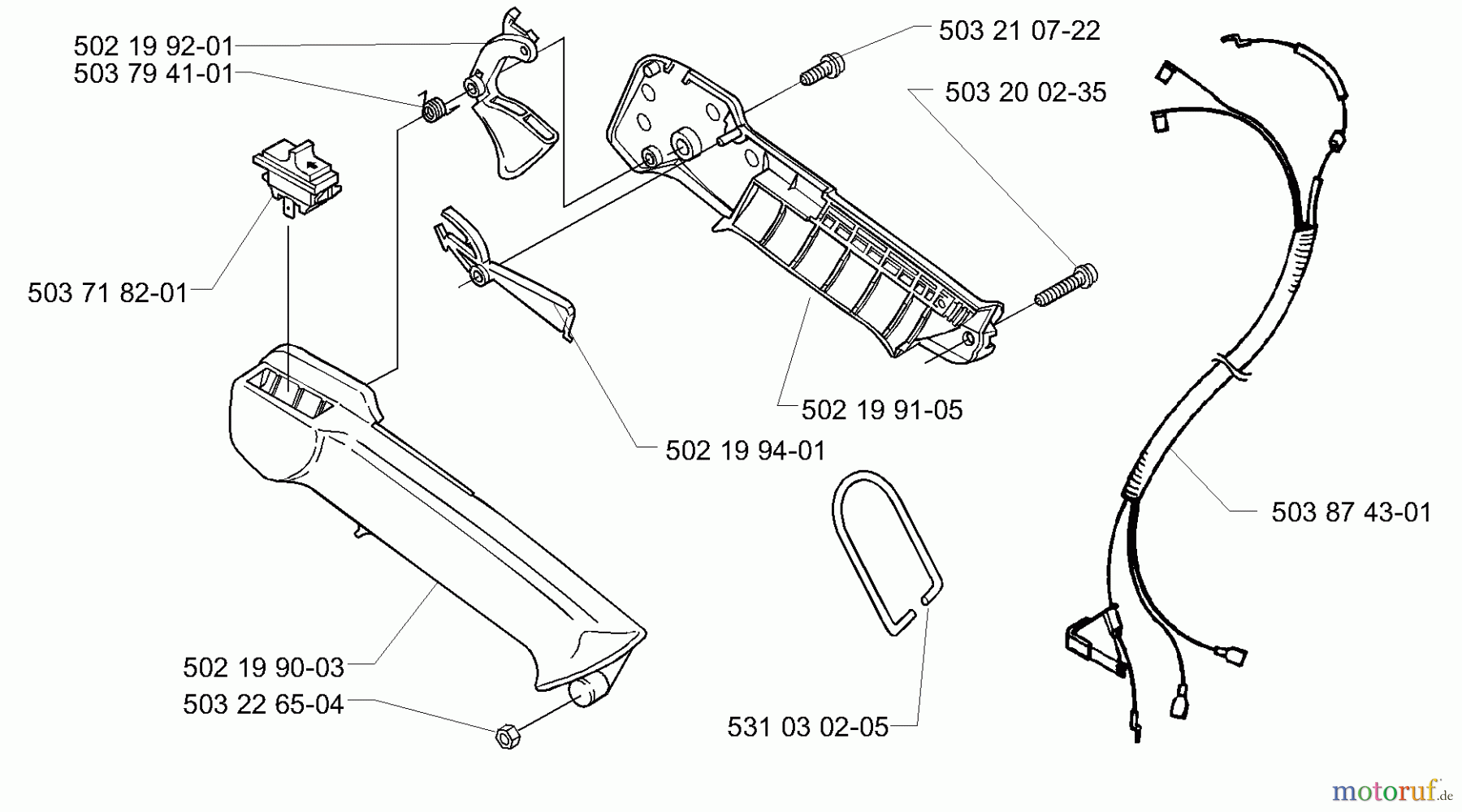 Husqvarna Bläser / Sauger / Häcksler / Mulchgeräte 225 HBV - Husqvarna Handheld Blower Vacuum (2000-01 & After) Handle Assembly