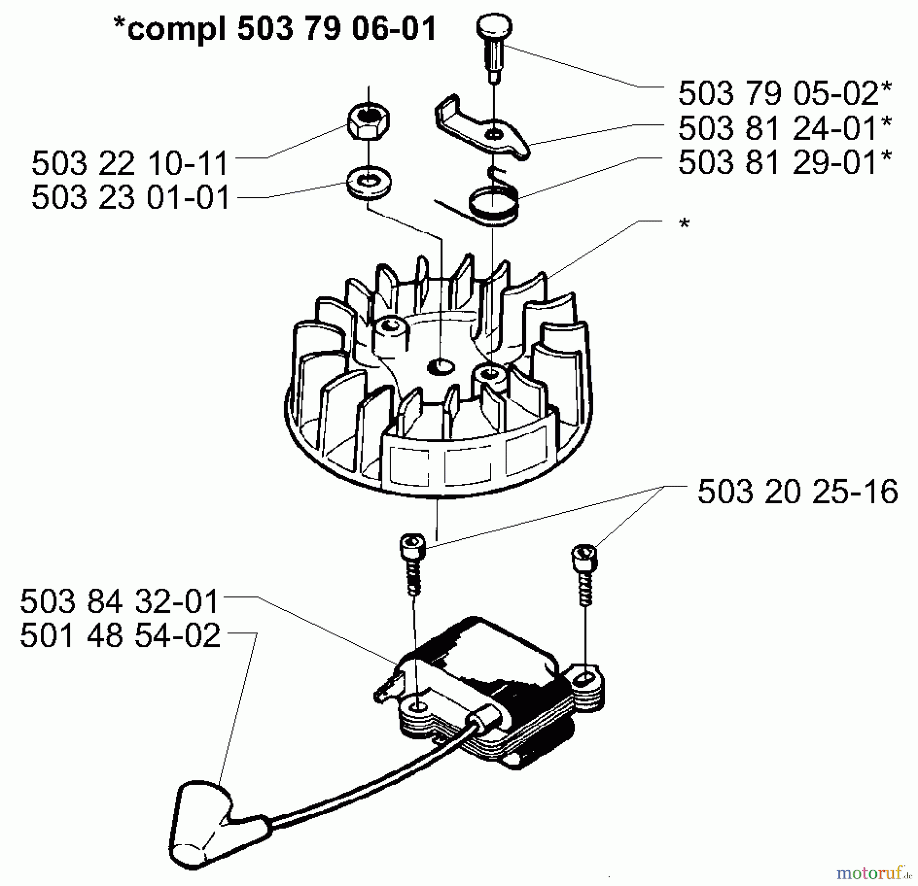 Husqvarna Bläser / Sauger / Häcksler / Mulchgeräte 225 HBV - Husqvarna Handheld Blower Vacuum (2000-01 & After) Ignition/Flywheel