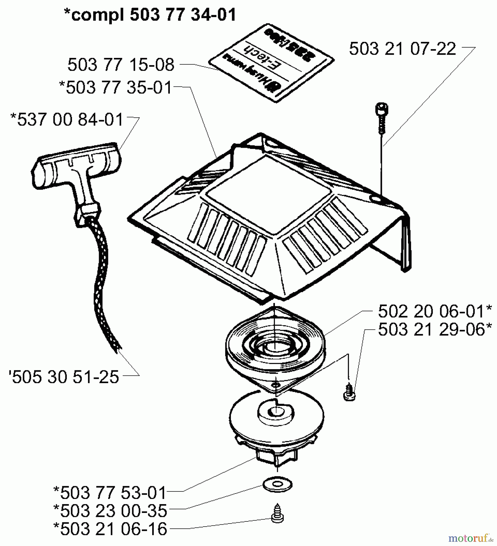 Husqvarna Bläser / Sauger / Häcksler / Mulchgeräte 225 HBV - Husqvarna Handheld Blower Vacuum (2000-01 & After) Starter Assembly