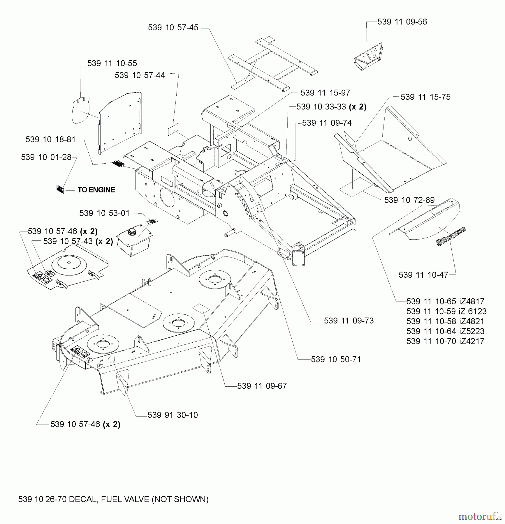Husqvarna Nullwendekreismäher, Zero-Turn iZ 4217 (968999254) - Husqvarna Zero-Turn Mower (2005-03 & After) Decals