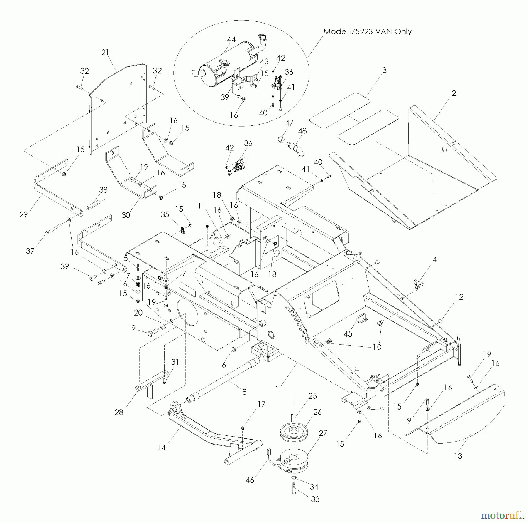 Husqvarna Nullwendekreismäher, Zero-Turn iZ 4217 (968999703) - Husqvarna Zero-Turn Mower (2007-09 to 2008-11) Chassis / Frame
