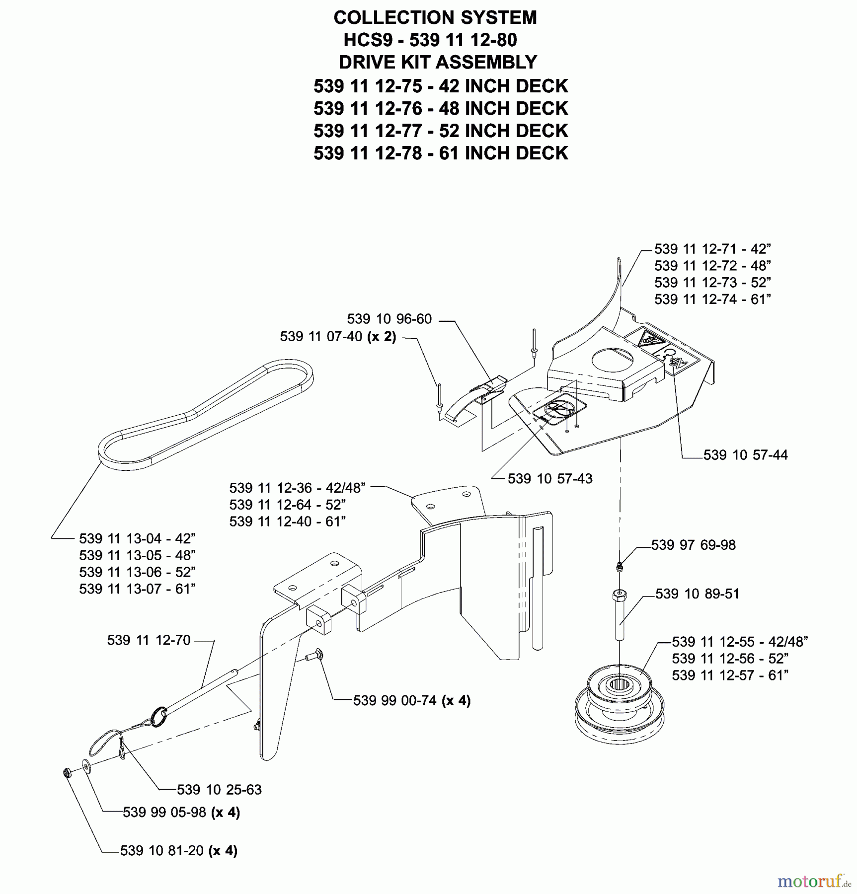 Husqvarna Nullwendekreismäher, Zero-Turn iZ 4217 TSKAA (968999254) - Husqvarna Zero-Turn Mower (2005-08 to 2005-11) Accessories HCS9 Collection System Drive Kit