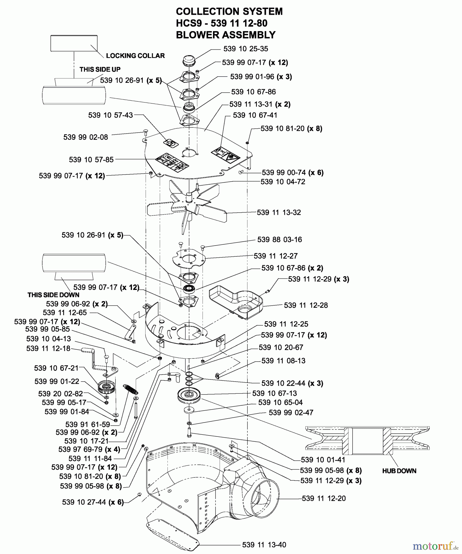 Husqvarna Nullwendekreismäher, Zero-Turn iZ 4217 TSKAA (968999254) - Husqvarna Zero-Turn Mower (2005-12 to 2006-07) Accessories HCS9 Collection System Blower
